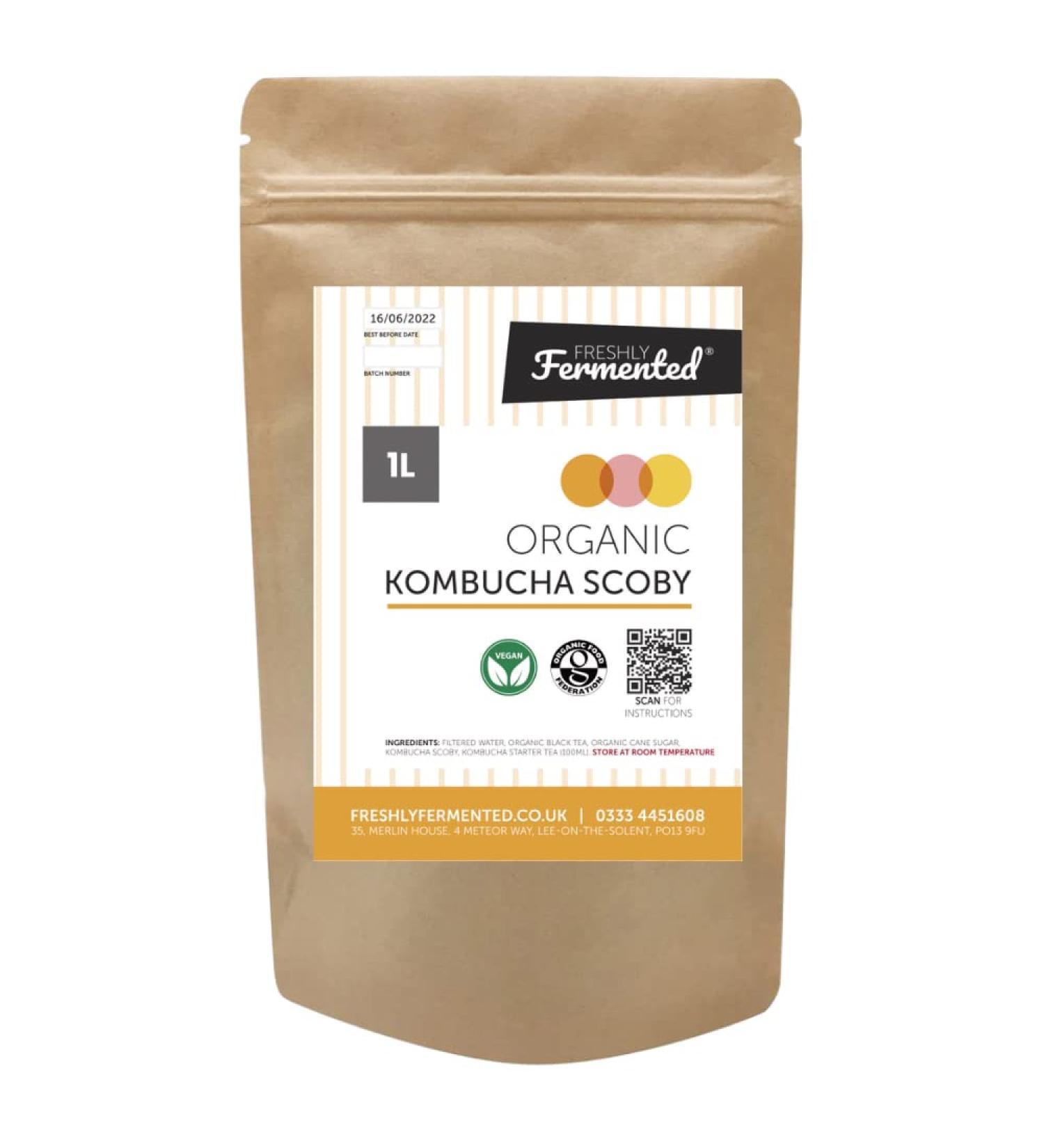 Organic Vegan Kombucha SCOBY - Fresh 1 Litre Fermented Tea Starter Culture - Buy Online on GoSupps.com