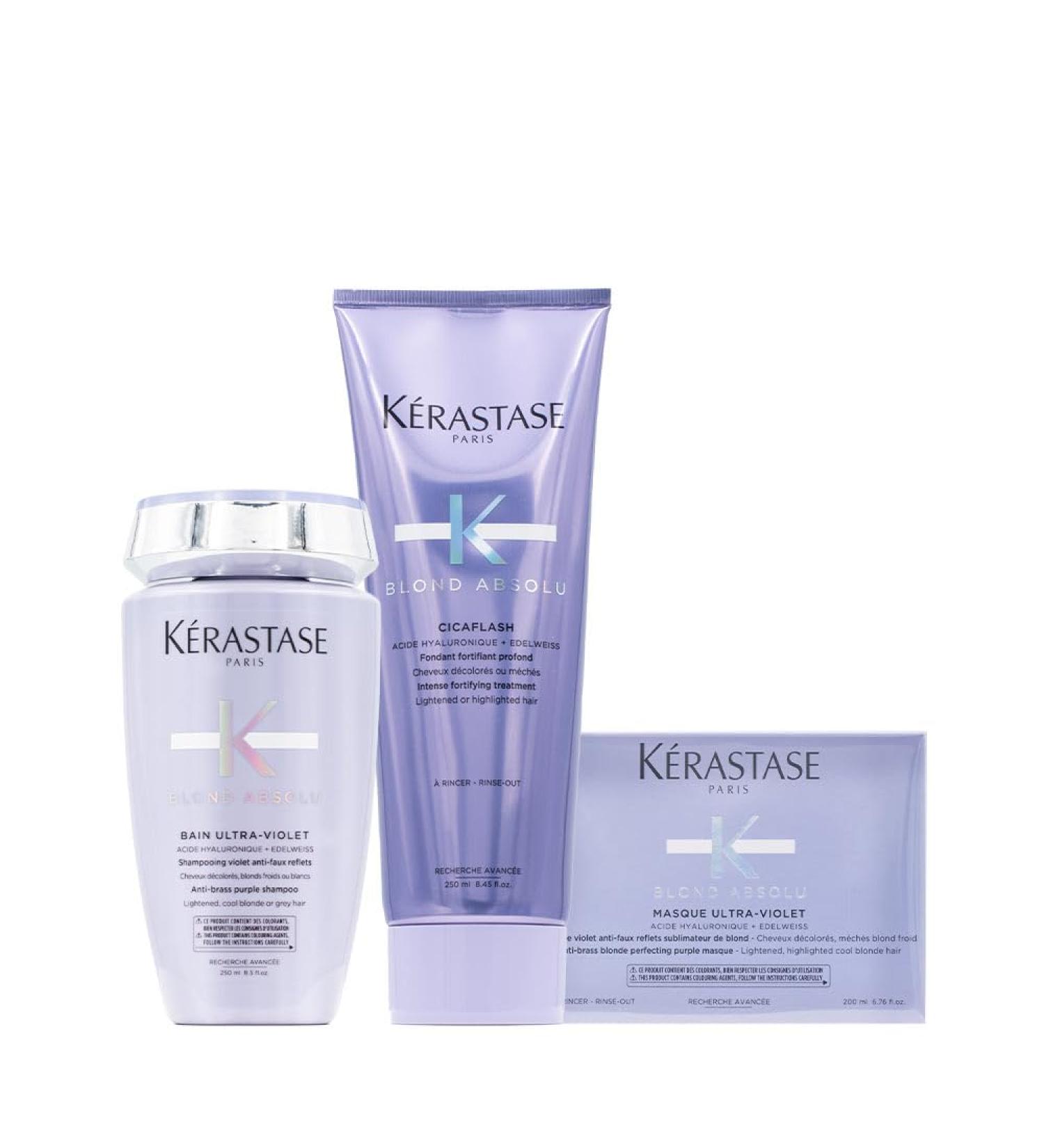 Kerastase Blond absolu Kit Bain ultra violet 250ml Cicaflash 250ml Masque 200ml