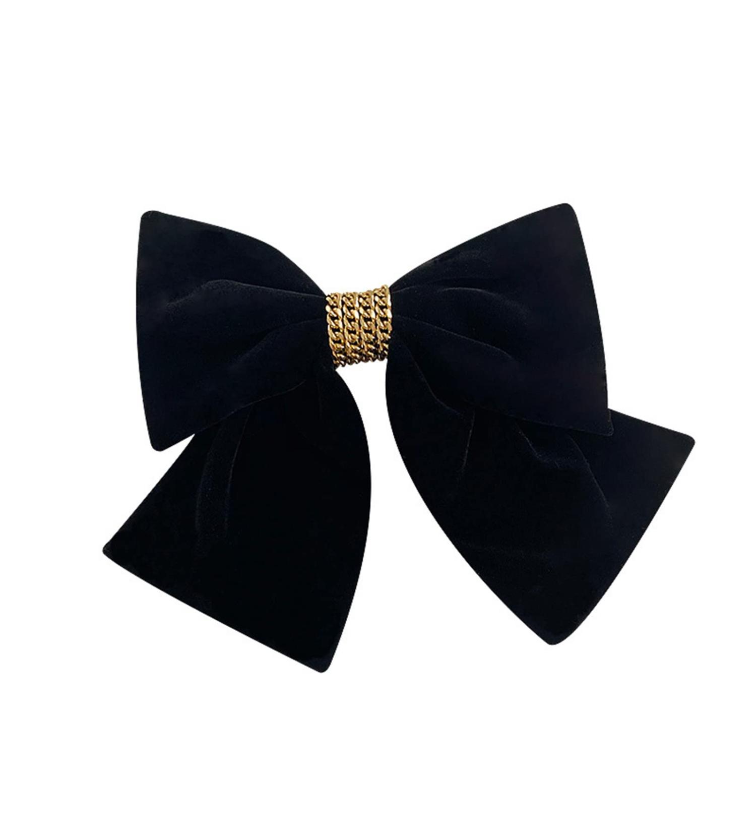 Large Black & Burgundy Velvet Hair Bow Clip | French Barrette Hair Accessory for Women & Girls - Buy Online on GoSupps.com