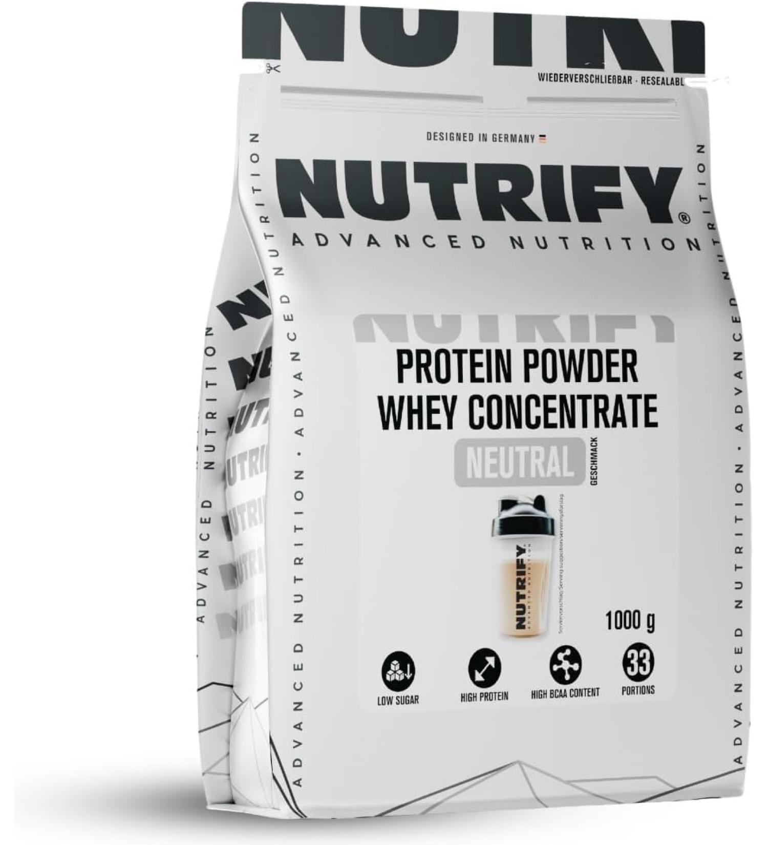  Nutrify NUTRIFY Whey Protein Powder 10 x 1 kg neutral Protein shake for strength and fitness sports 21 g of soluble protein/serving low sugar whey protein concentrate  - Buy Online on GoSupps.com