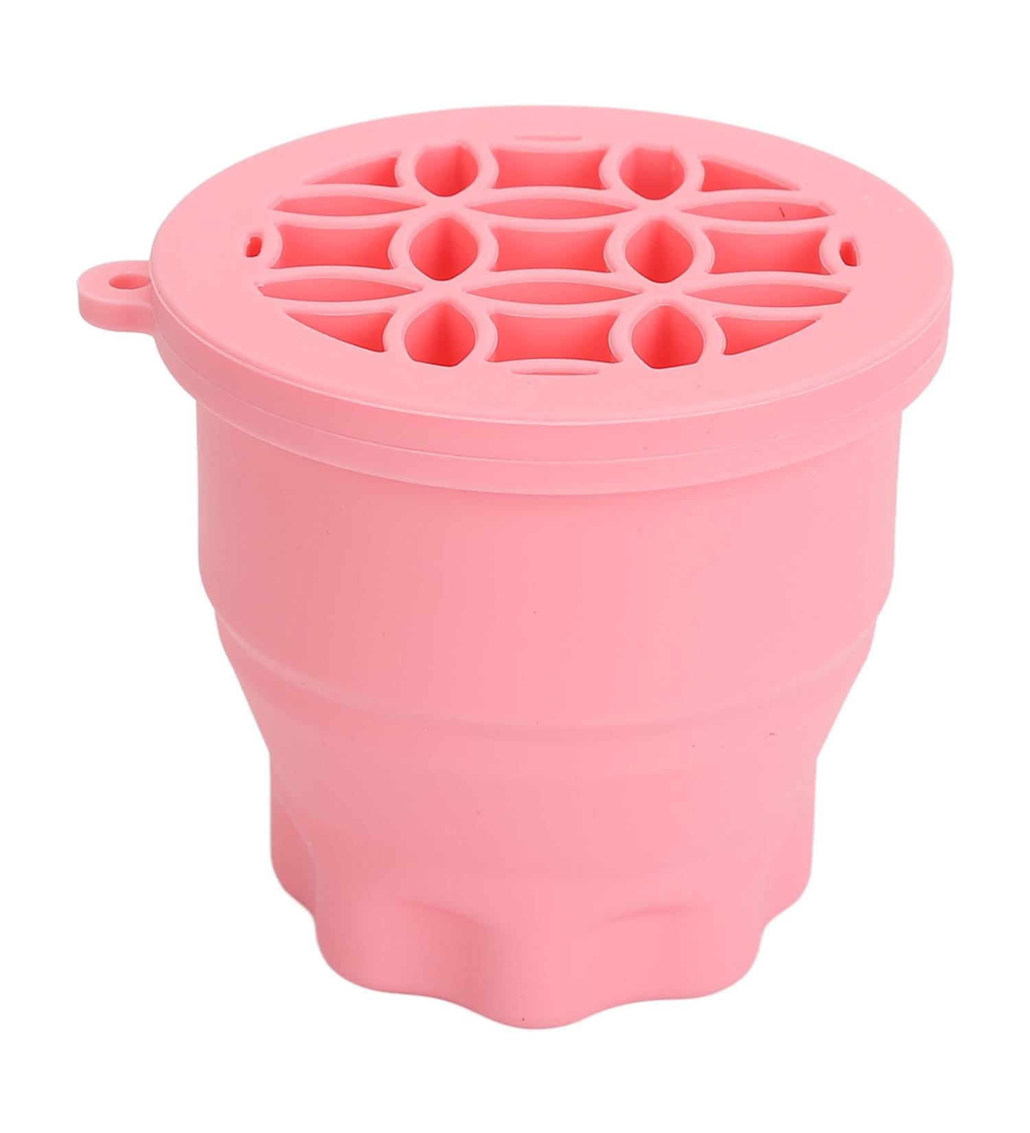 2 in 1 Makeup Brush Cleaner Bowl - Portable Folding Cleaner & Drying Rack Multifunctional Space-Saving Mat (Pink) for Effortless Brush Care - Buy Online on GoSupps.com