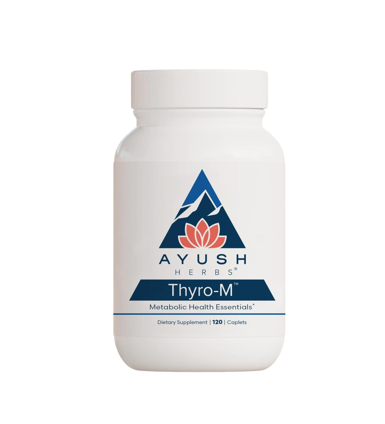Ayush Herbs Thyro-M: Organic Ayurvedic Supplement for Metabolism Boost, Thyroid Balance & Energy - 120 Vegetarian Tablets - Buy Online on GoSupps.com