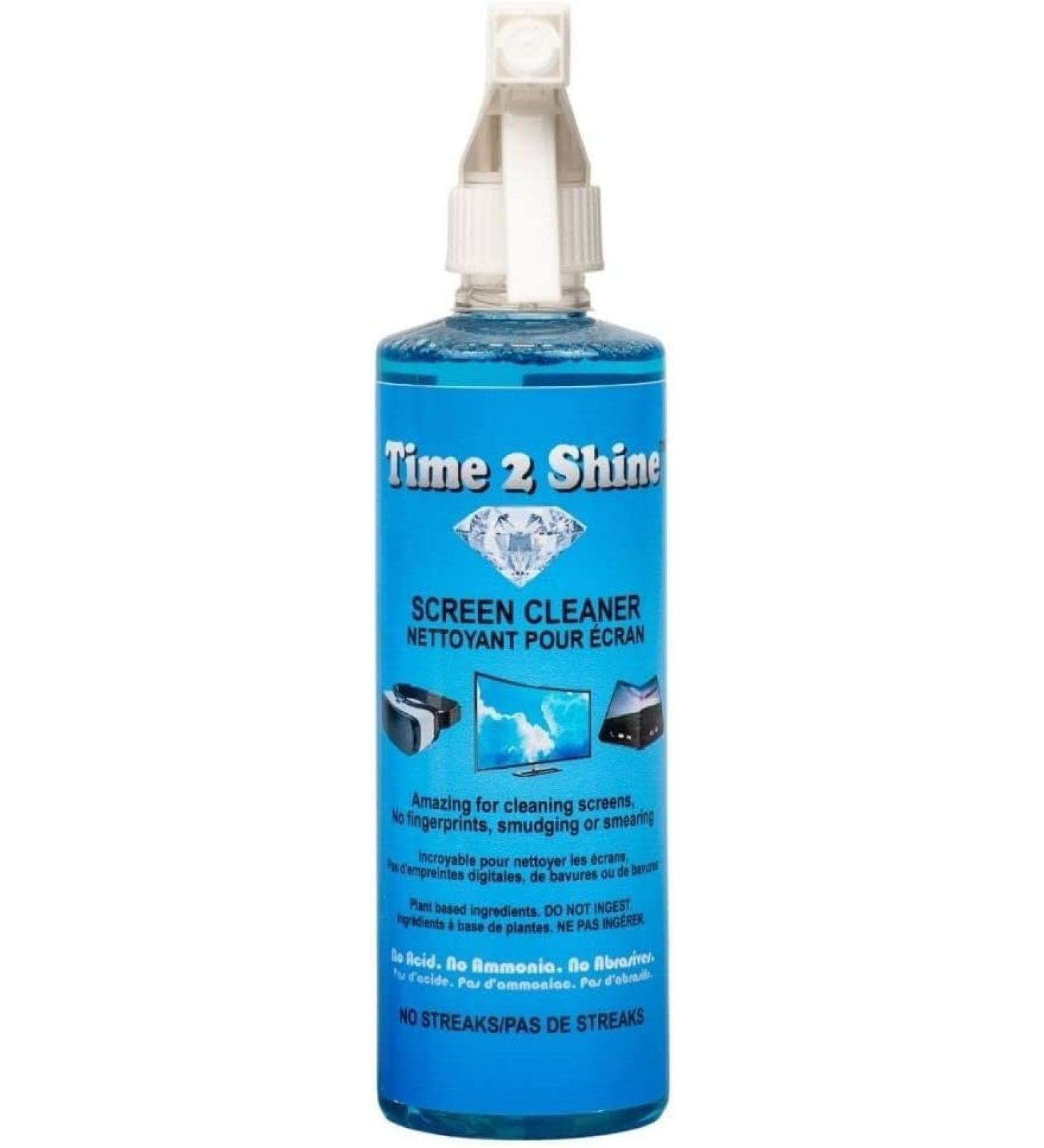 TIME2SHINE SCREEN CLEANER | Amazing For Electronic Screens | Extra Strength | 8oz Bottle | Shines Surfaces & More (Use Microfibre Cloth) - Buy Online on GoSupps.com