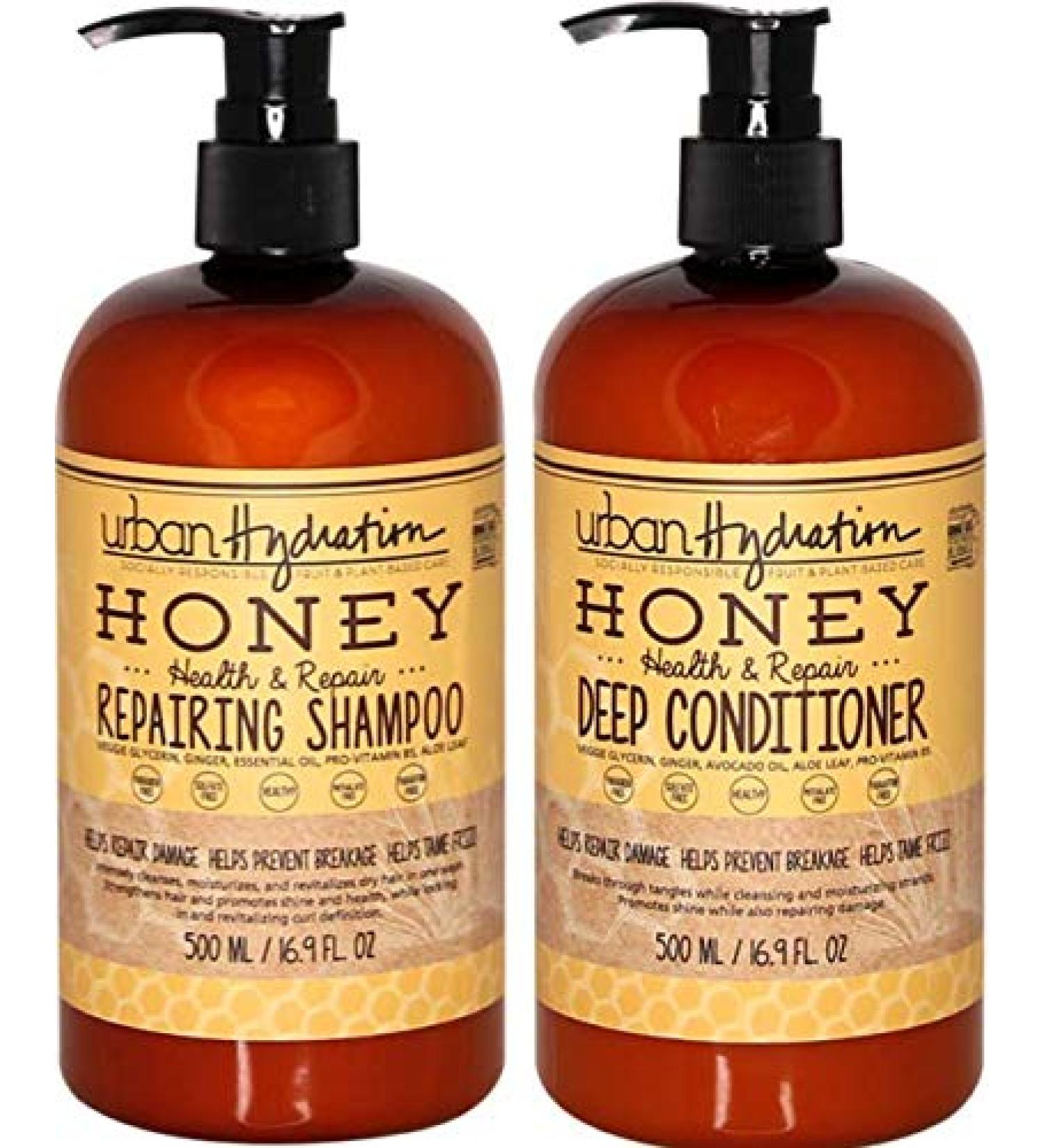 Urban Hydration Honey Health & Repair Shampoo & Conditioner Duo Pack - 16.9 oz | Sulfate, Paraben & Dye Free - Cleanses, Moisturizes, Repairs for All Hair Types - Buy Online on GoSupps.com