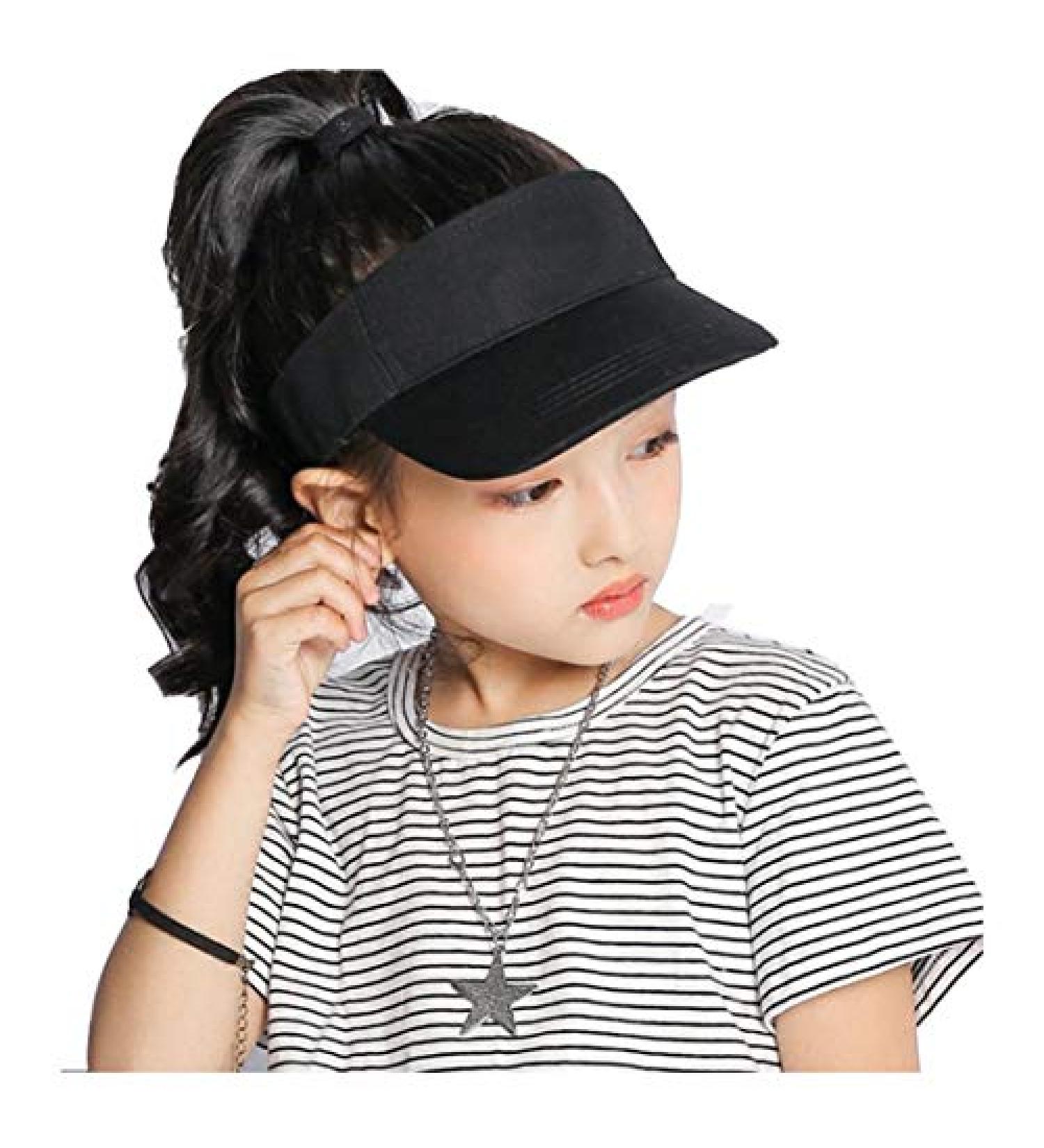 Kids Black Adjustable Visor Sun Hat | 6-12 Years | Athletic Sports Hat - Buy Online on GoSupps.com