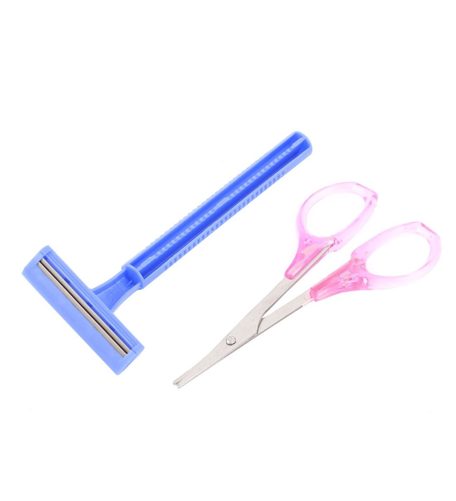 Ruilogod Body Armpit Hair Shaver Remover Eyebrow Scissors Trimmer 2 in 1