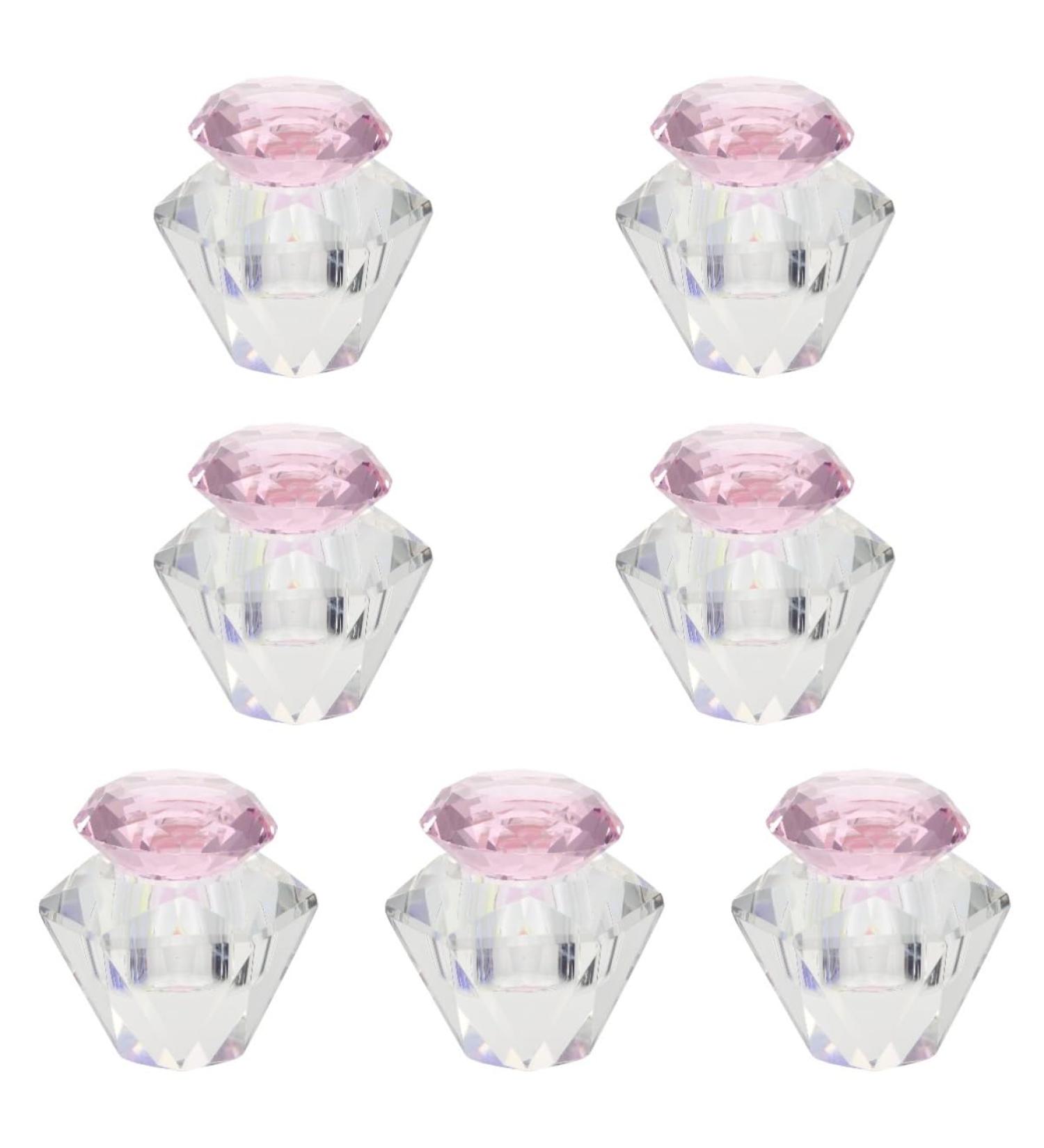 FRCOLOR 7 Pcs Nail Art Crystal Cup Crystal Dappen Dish Nail Powder Dish Nail Monomer Liquid Bowl Dappen Dish with Lid Dappen Dish for Nails Nail Cup Decorative Plate White Crystal Acrylic 5.5x5.5cmx7pcs Pinkx7pcs - Buy Online on GoSupps.com