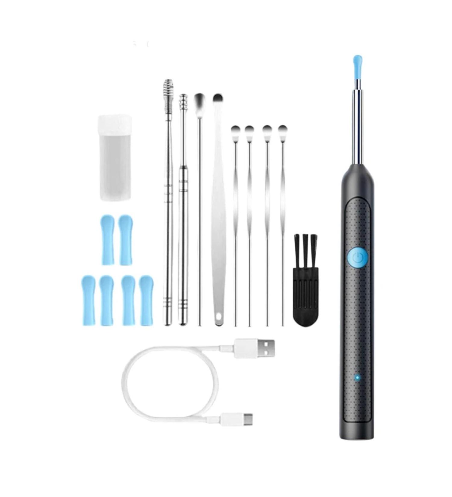 Fit For Smart Visual Wax Removal Tool With Camera Otoscope Ear Cleaner Rechargeable Endoscope Earpick Care Set(Black 9PCS) - Buy Online on GoSupps.com