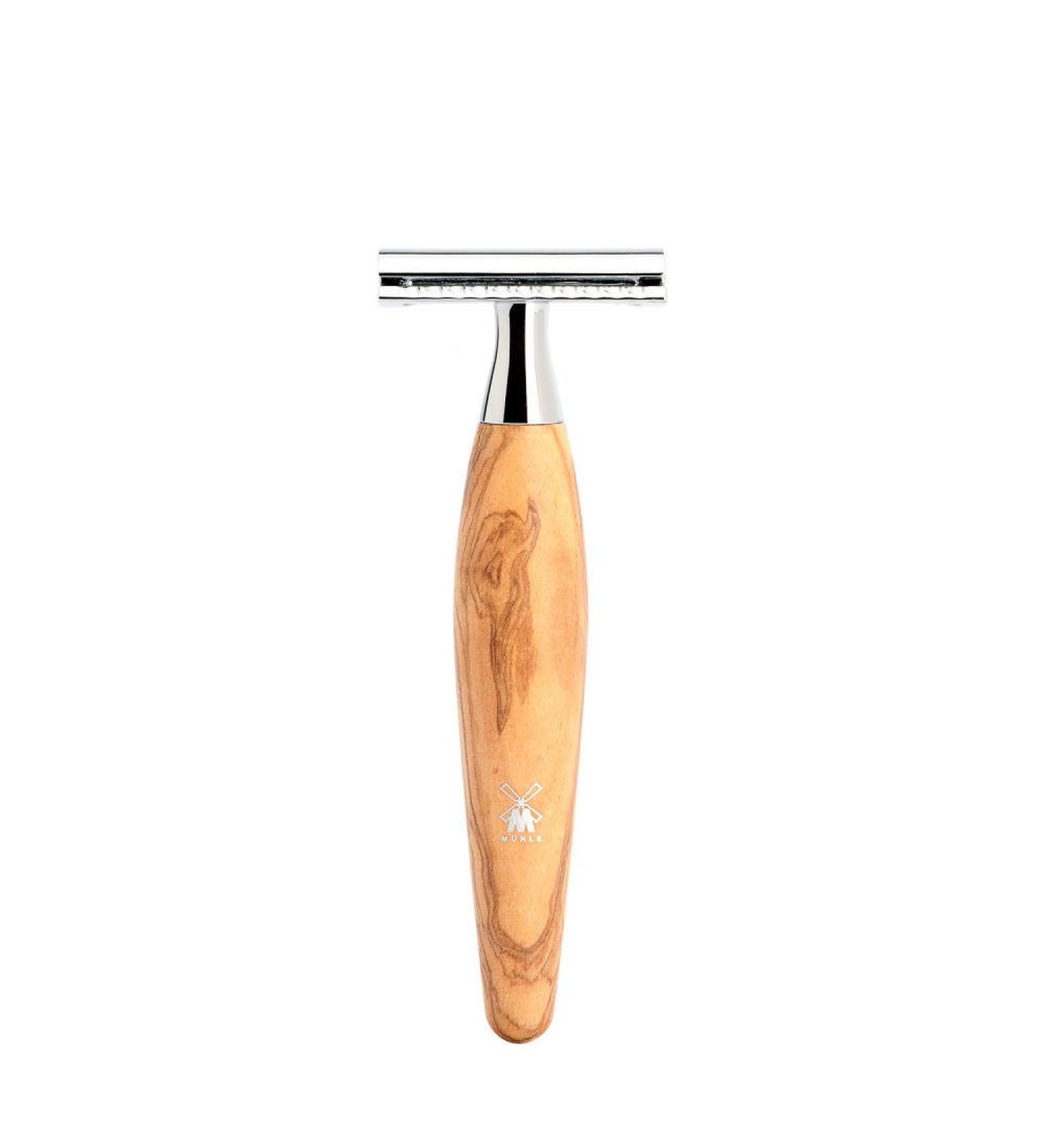 M HLE Kosmo safety razor - safety razor compatible with classic razor blade - handle made of fine olive wood