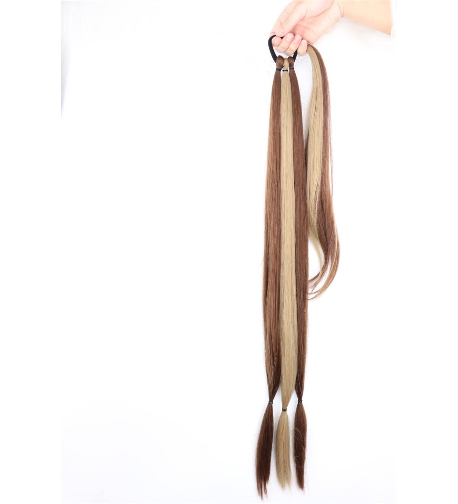 Ponytail Extension 34 Inch Synthetic Braided Ponytail Hairpieces with Elastic Rubber Band Heat-Resistant High Temperature Fiber Suitable for Women Ponytail Hair Extension(Color:12H24) 34inches 12H24 - Buy Online on GoSupps.com