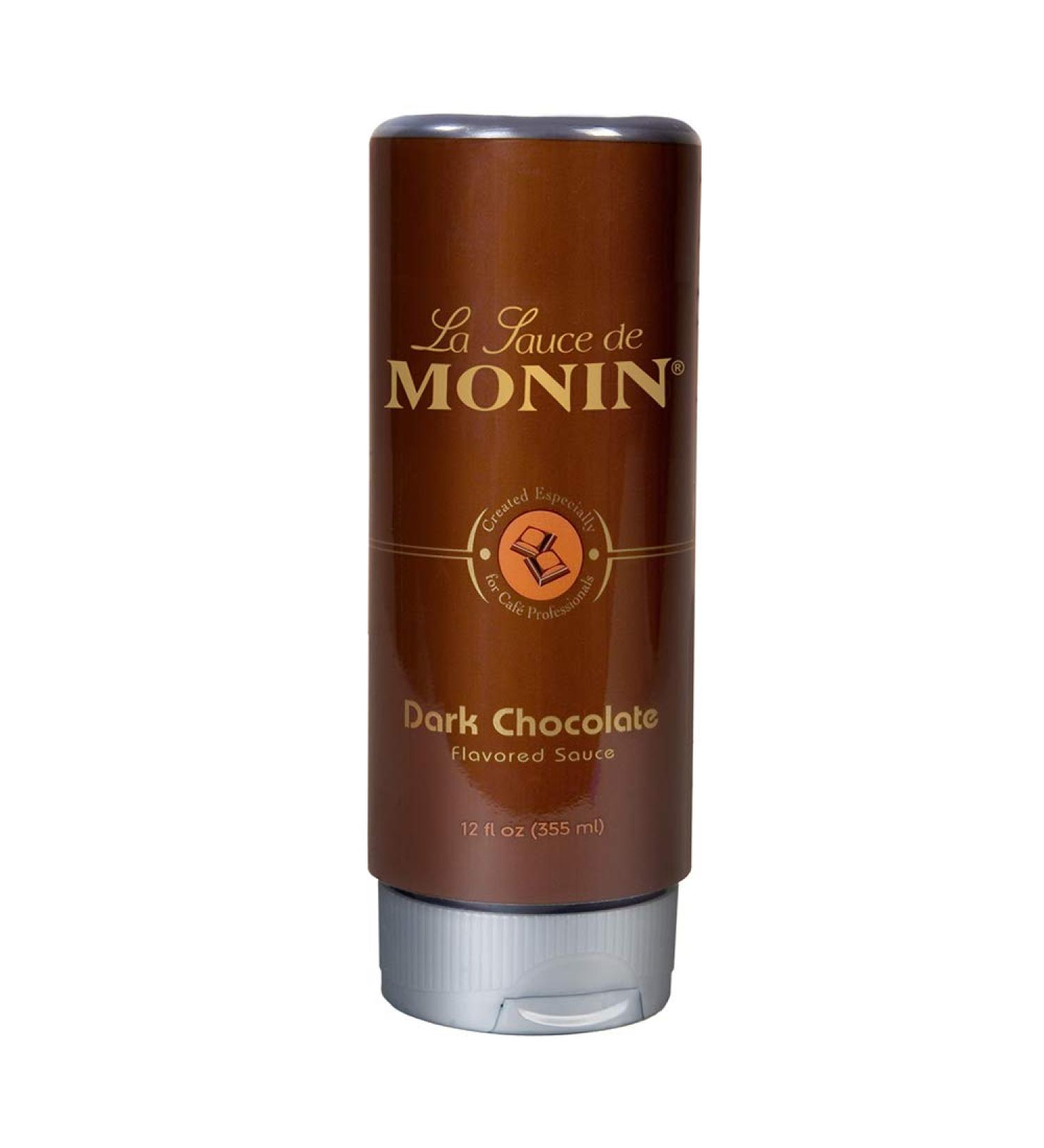 Monin Gourmet Dark Chocolate Sauce - Velvety, Rich & Gluten-Free (12 oz) for Desserts & Coffee - Buy Online on GoSupps.com