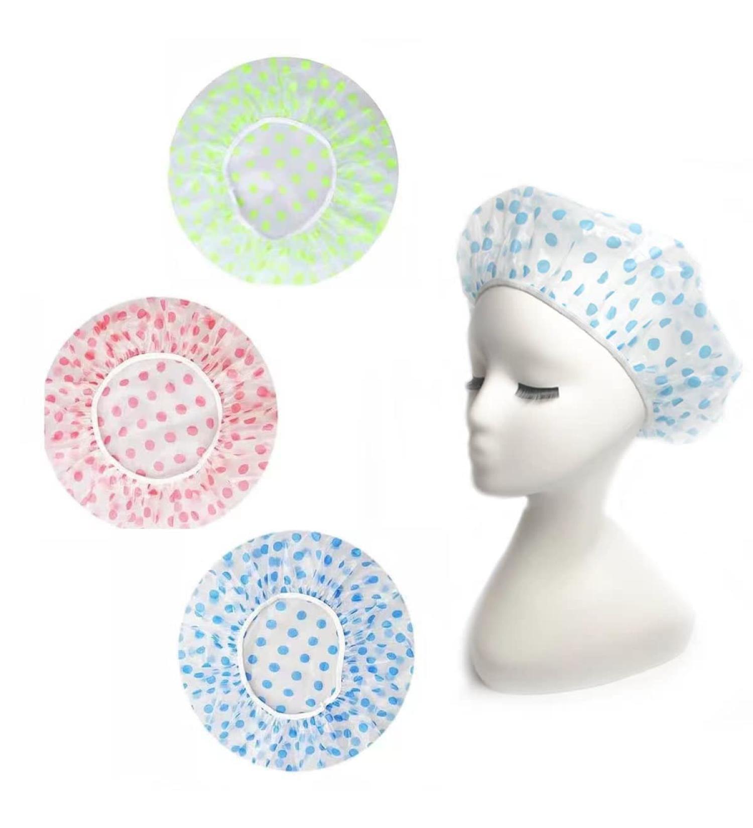 Shower Cap Waterproof Shower Caps for Women Reusable Plastic Shower Cap Large Elastic Bath Cap for Women Spa Salon Home Use and Hotel (3PCS) - Buy Online on GoSupps.com