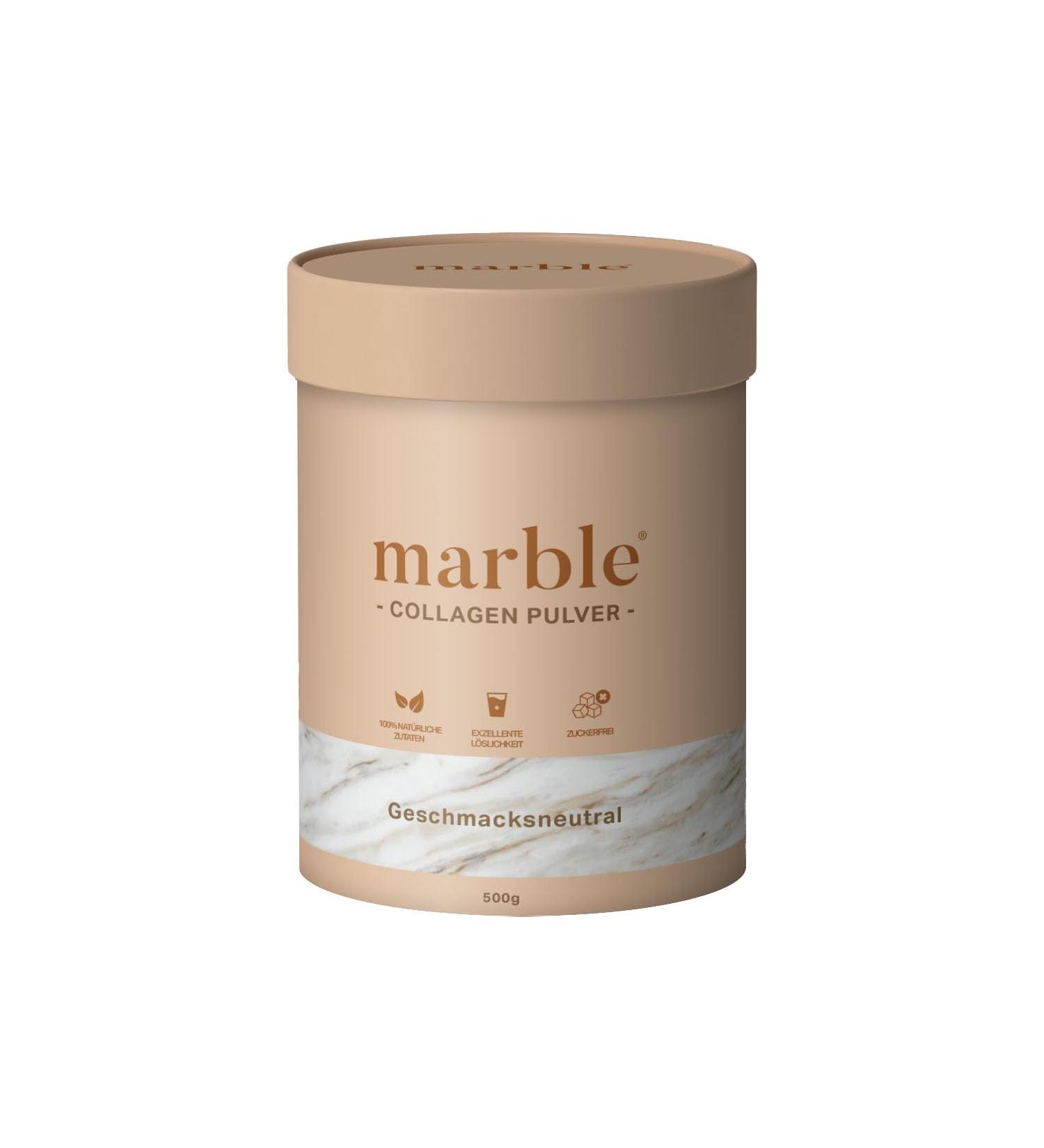 Marble Collages Powder 500g - High-Dose Collagen Peptide for Skin Glow | Tasteless Amino Acids Complex | Eco-Friendly Cardboard Packaging - Buy Online on GoSupps.com
