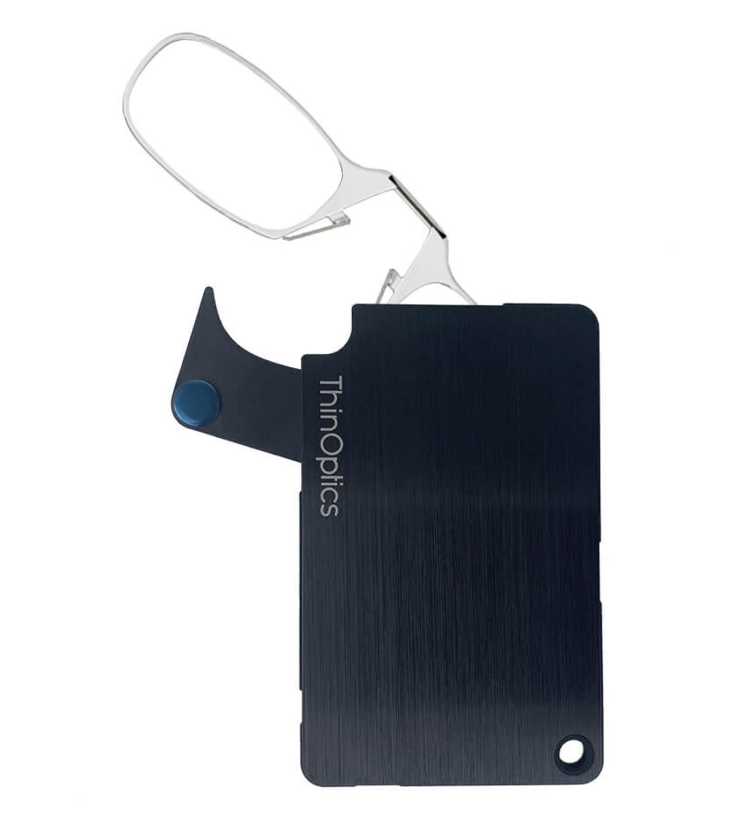 ThinOptics Stainless Steel Slim Wallet with Reading Glasses - Rectangular Black & Clear - International Shipping Available - Buy Online on GoSupps.com