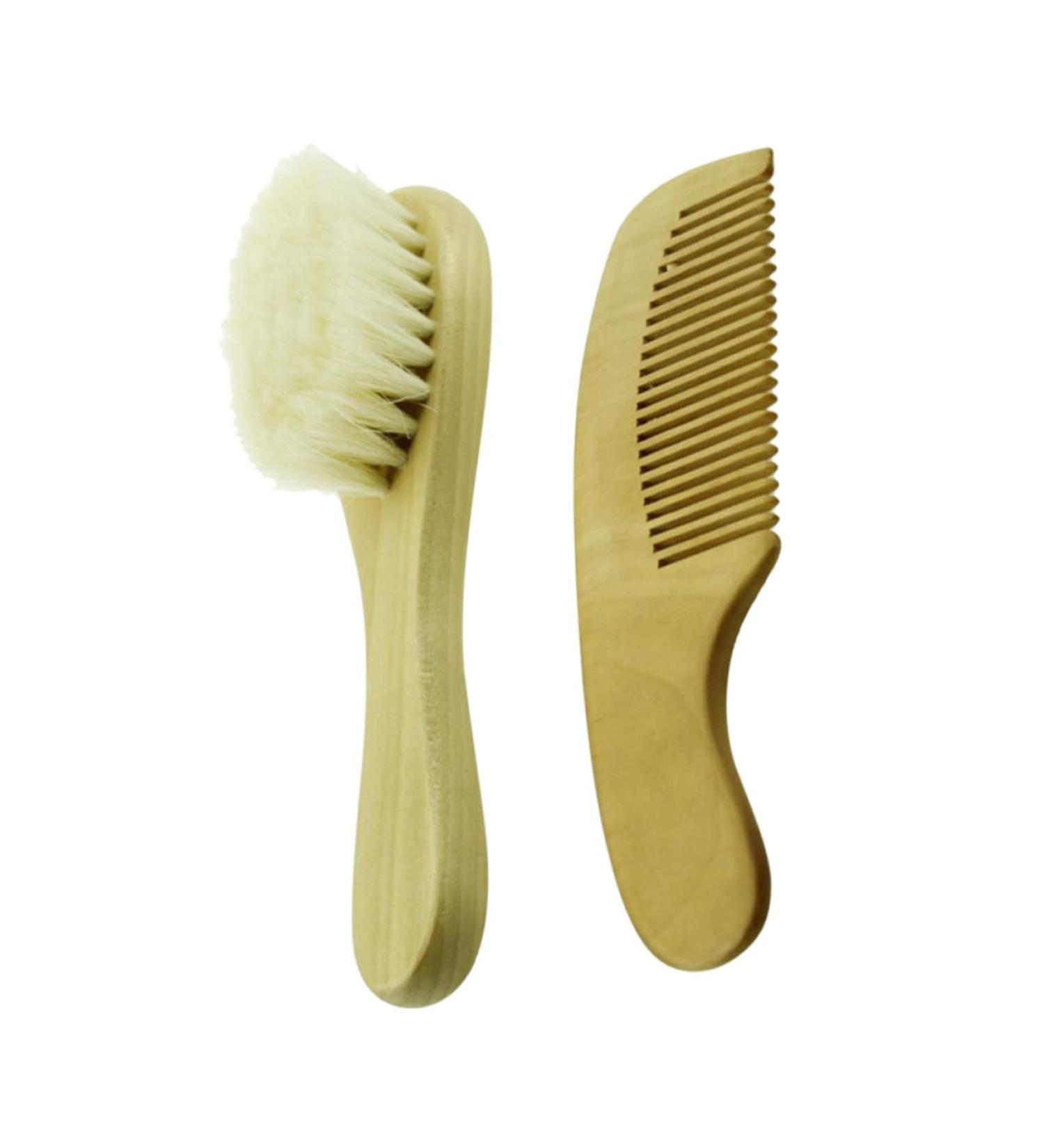 Beavorty 2pcs Wooden Play Food Set & Baby Hair Brush Combo | Toddler Hair Care Set - Buy Online on GoSupps.com