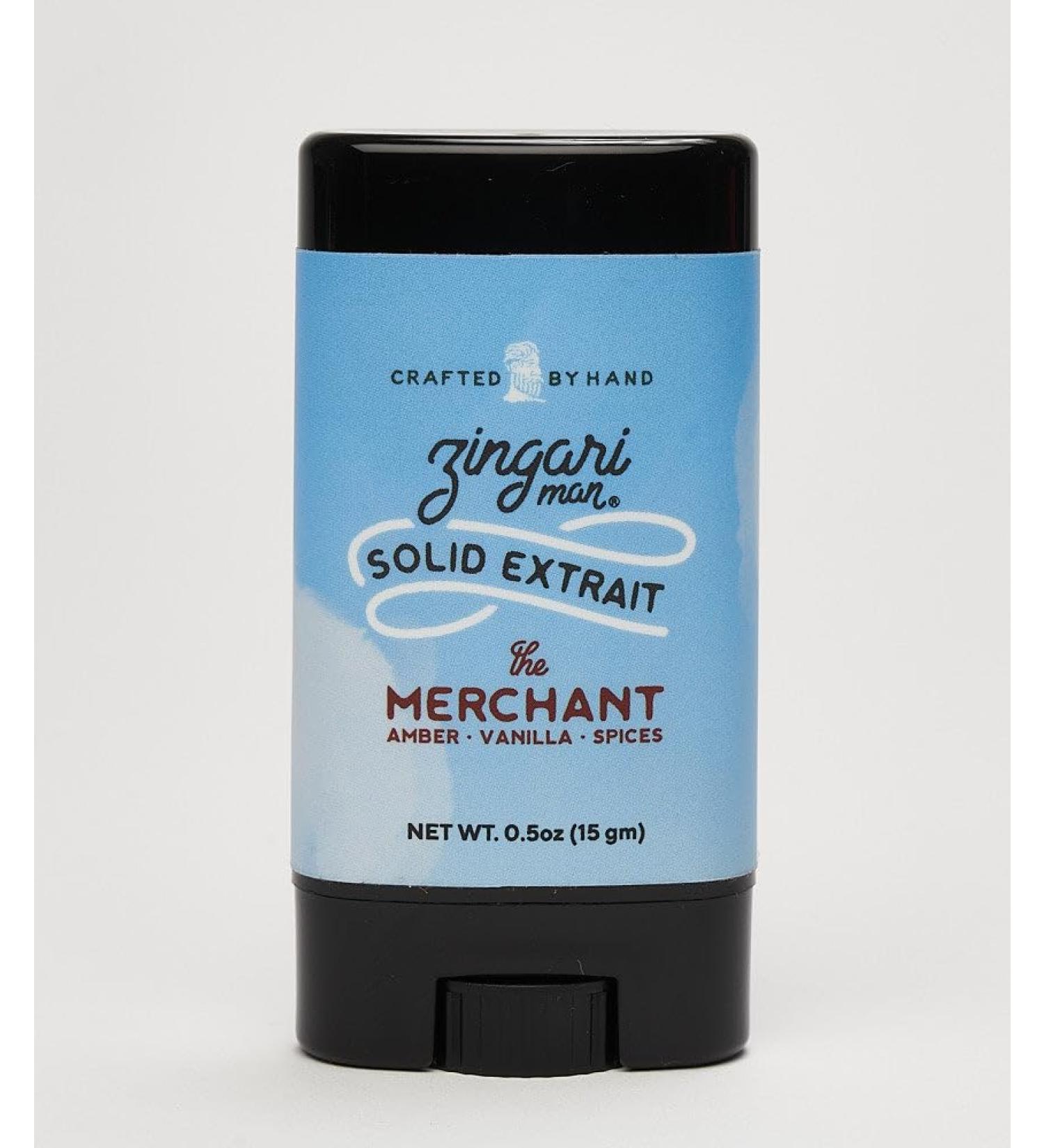 Zingari Man The Merchant Solid Extrait Solid Cologne for Men Concentrated Solid Perfume Balm Amber Vanilla and Spices Scent Ideal Men s Travel Cologne 0.5 oz