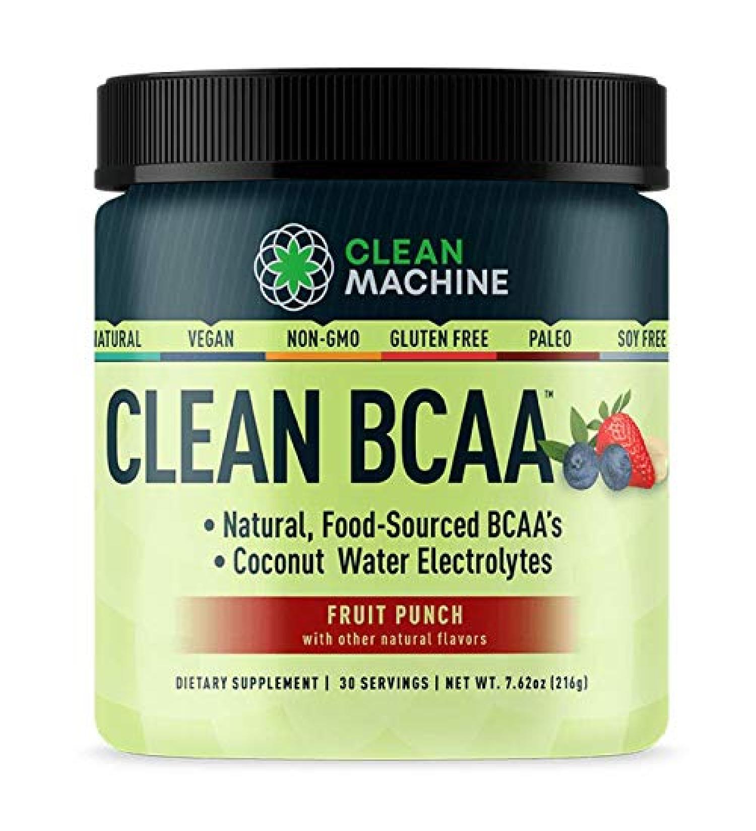 Clean BCAA Vegan Amino Acid Supplement with Organic Coconut Water Electrolytes - Fruit Punch Flavor - 216g - Buy Online on GoSupps.com