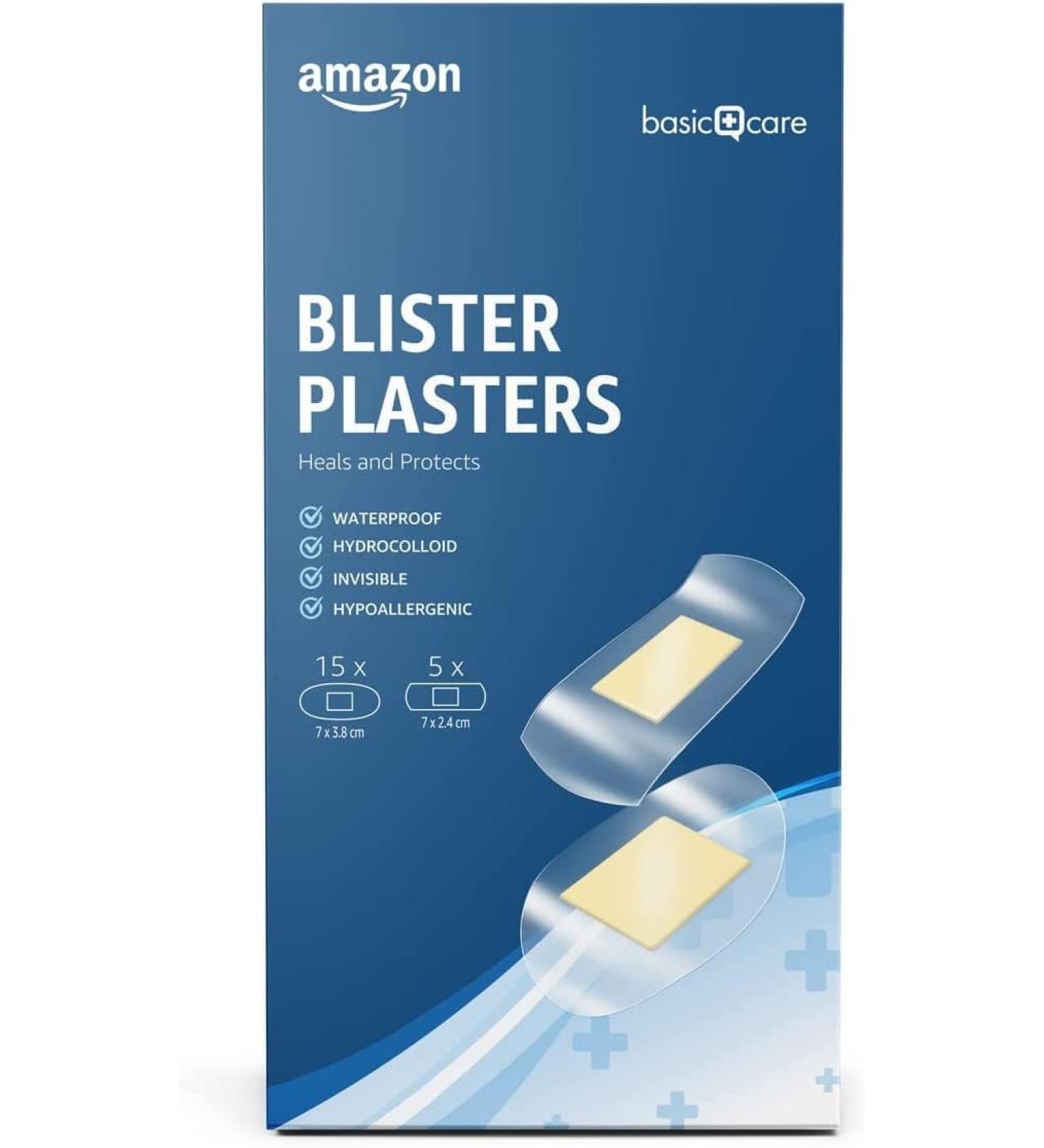 Amazon Basic Care Blister Plasters - 20 Pack | Protection for Blisters | International Shipping Available - Buy Online on GoSupps.com