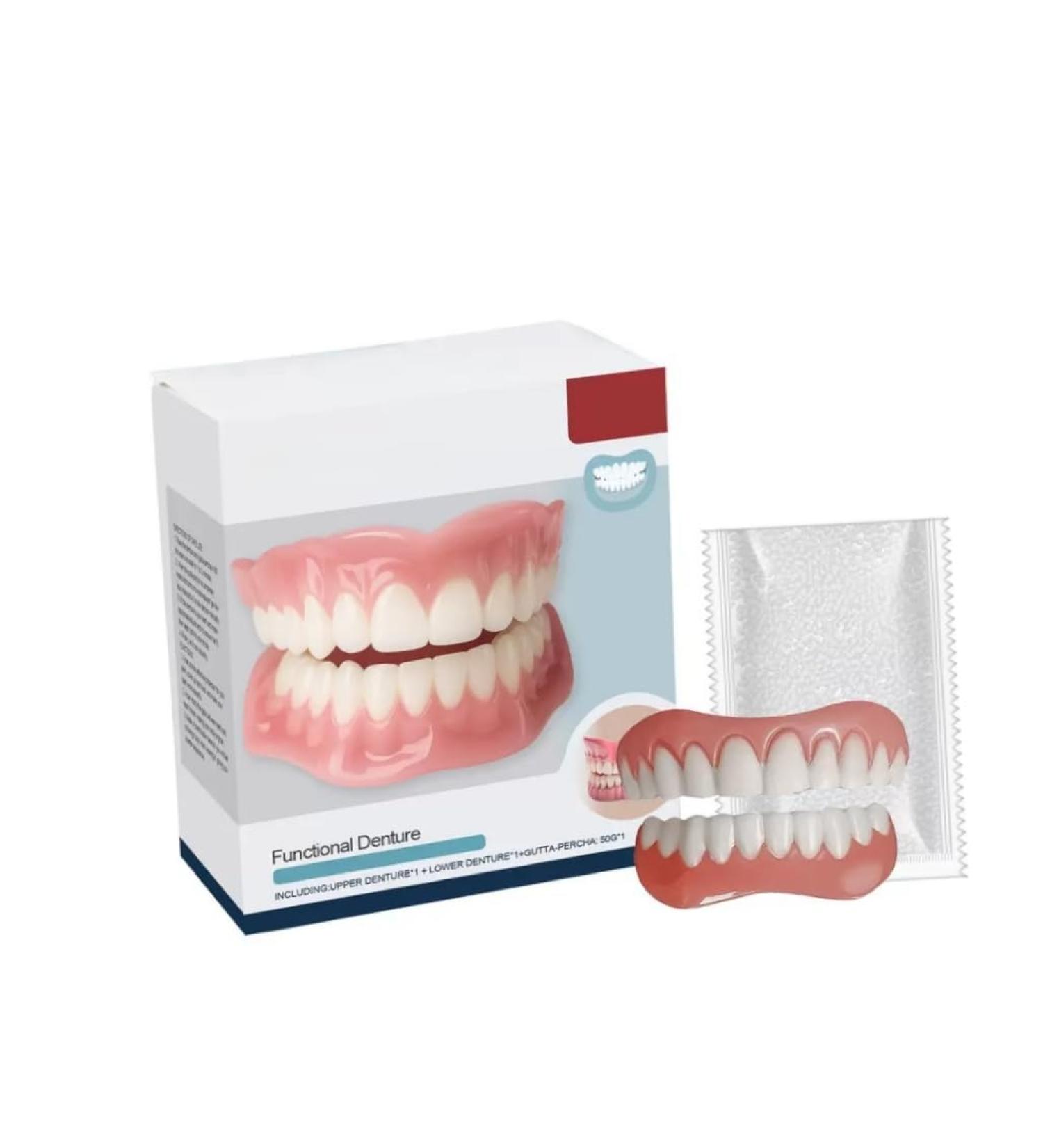 DIY Full Set of Upper and Lower Dentures Creating a Perfect Smile at Home with Temporary Teeth at The Top and Bottom - Men's and Women's Denture Set - Buy Online on GoSupps.com