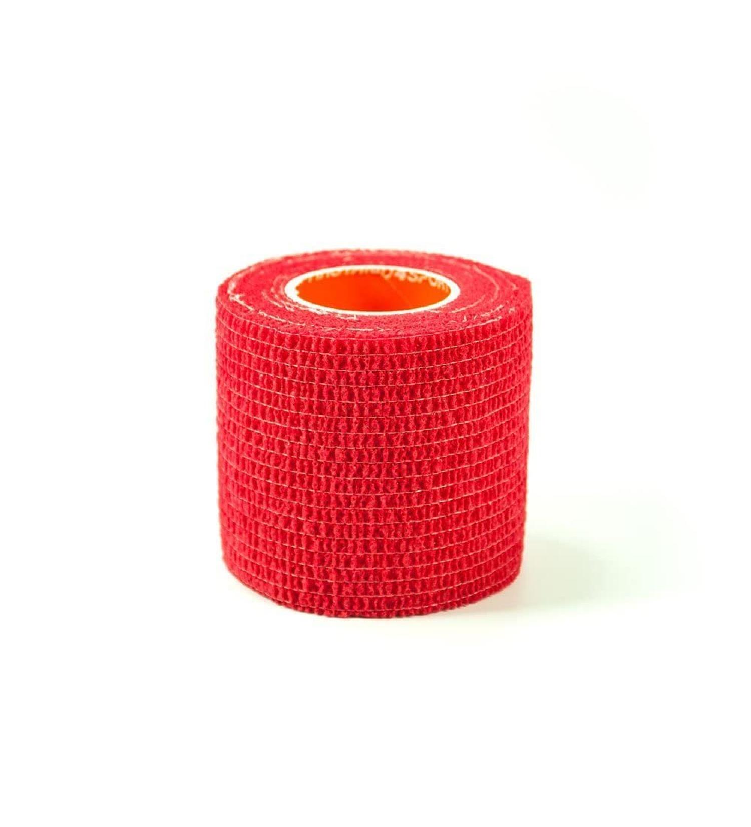 First Aid 4 Sport Latex Free Cohesive Bandage - 2.5cm x 4.5m Red - 1 Roll Red 2.5 Centimetres