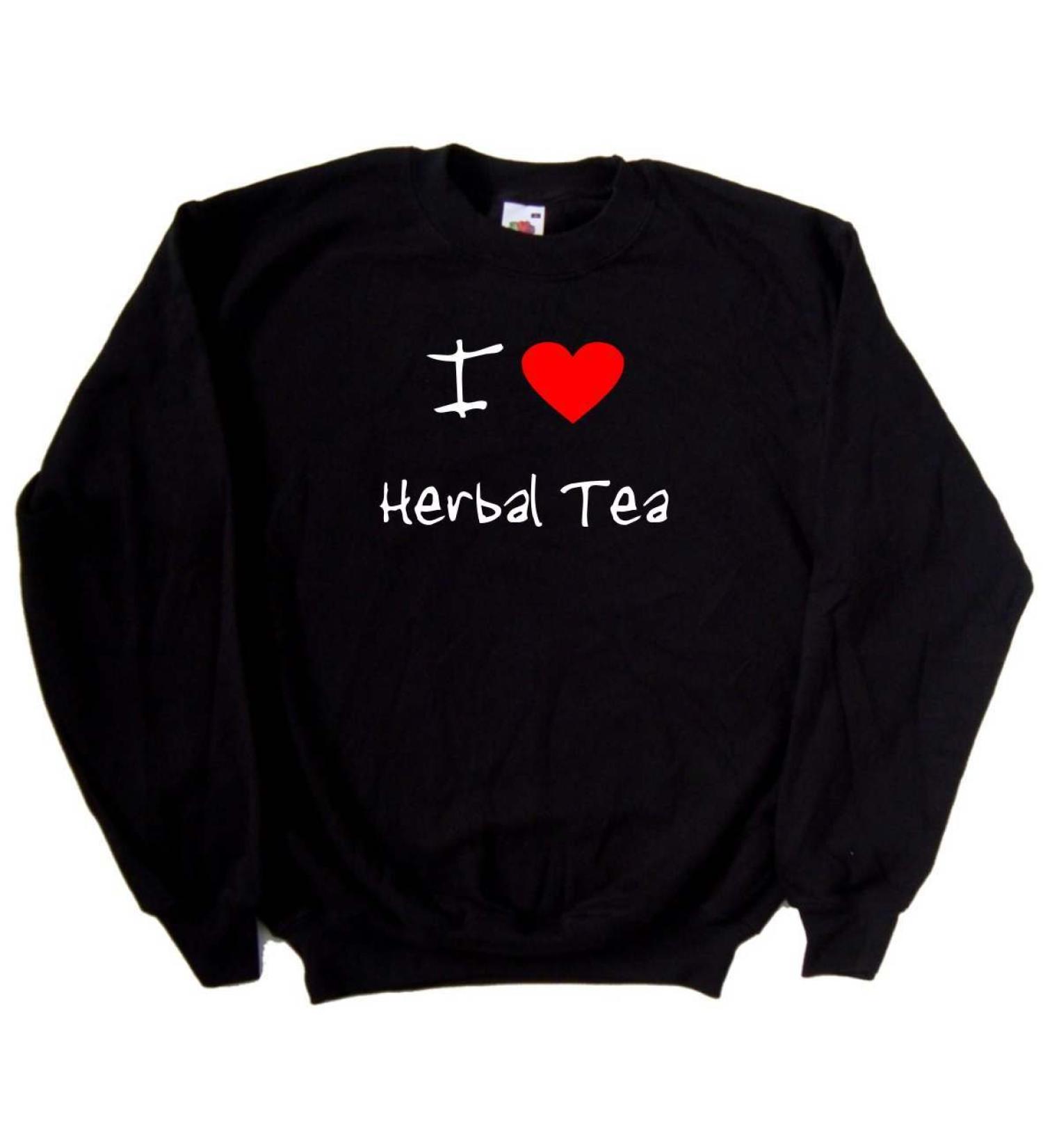 TeeTreeDesigns I Love Heart Herbal Tea Black Sweatshirt 4XL