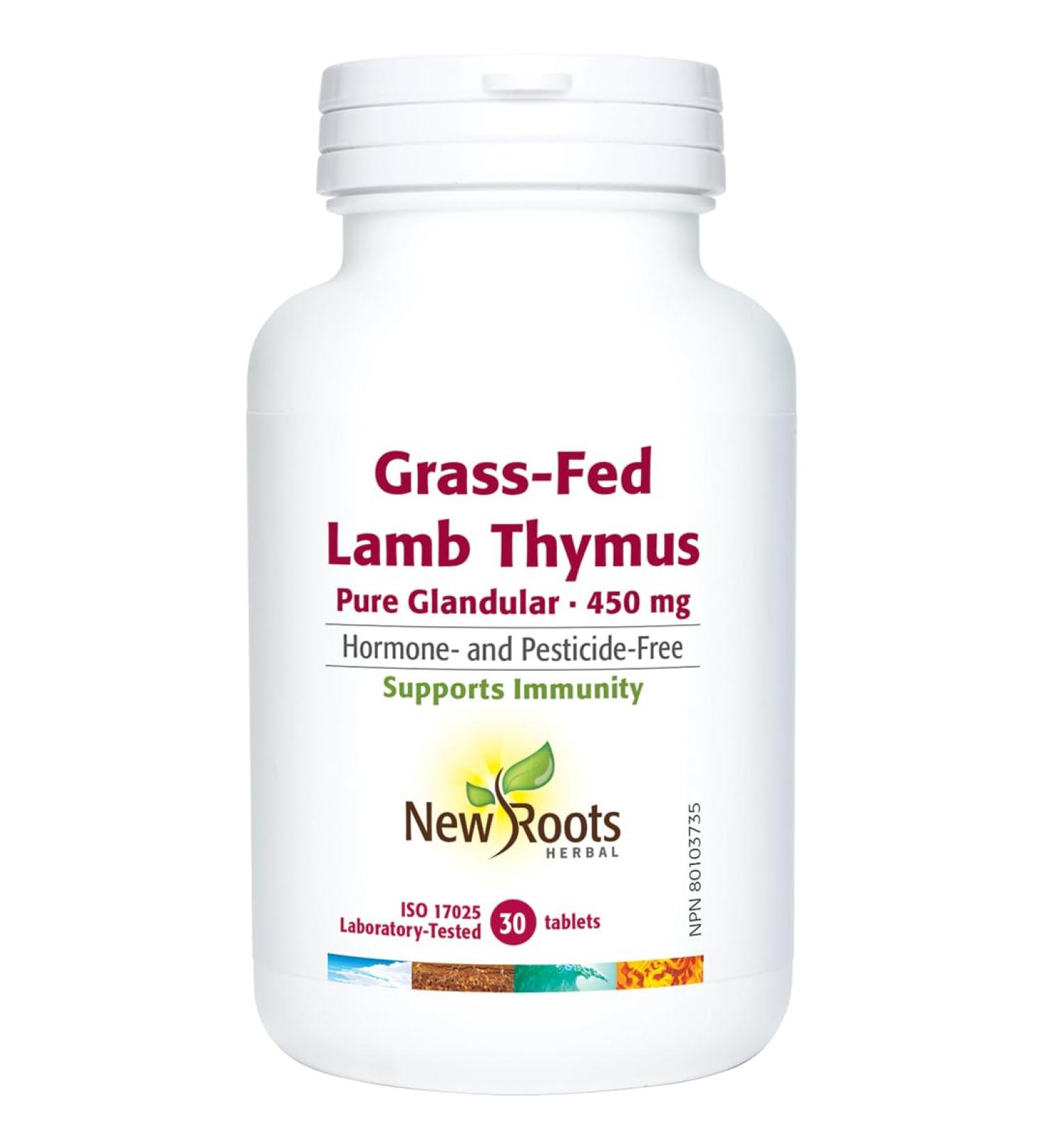 New Roots Herbal Grass-Fed Lamb Thymus Pure Glandular 450mg 30 Tablets Premium Thymus Glandular Supplement - Natural Source Essential Nutrients for Overall Wellness Supports Thymus Gland Function - Buy Online on GoSupps.com