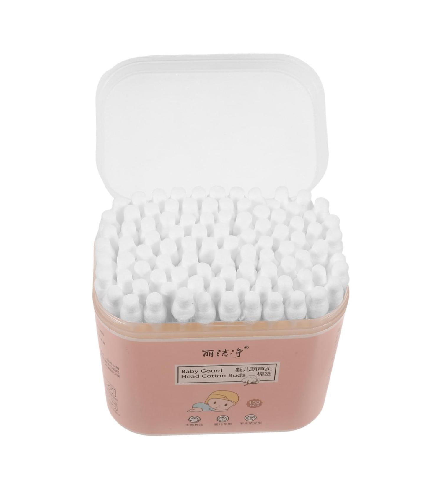 100pcs Double Ended Cotton Swabs for Babies - Large Tips Ear Wax Removal Cotton Buds - Portable Baby Cotton Sticks - Buy Online on GoSupps.com
