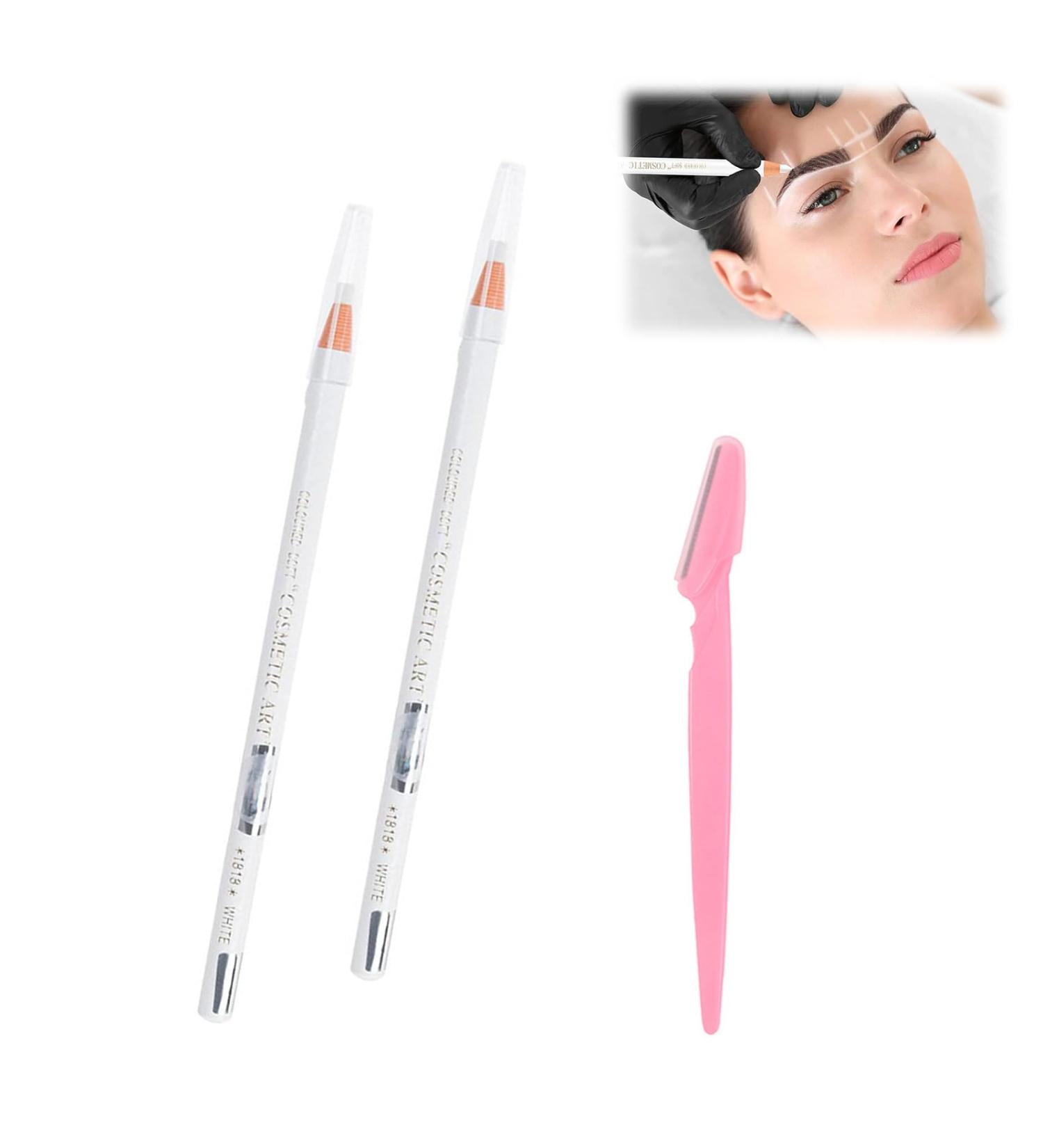  BAOSROY Waterproof Eyebrow Pencil 2PCS Microblading White Waterproof Eyebrow Pencils Permanent White Eyebrow Pencil Peel-Off Eye Brow Liners Marking Brow Pencils - Buy Online on GoSupps.com