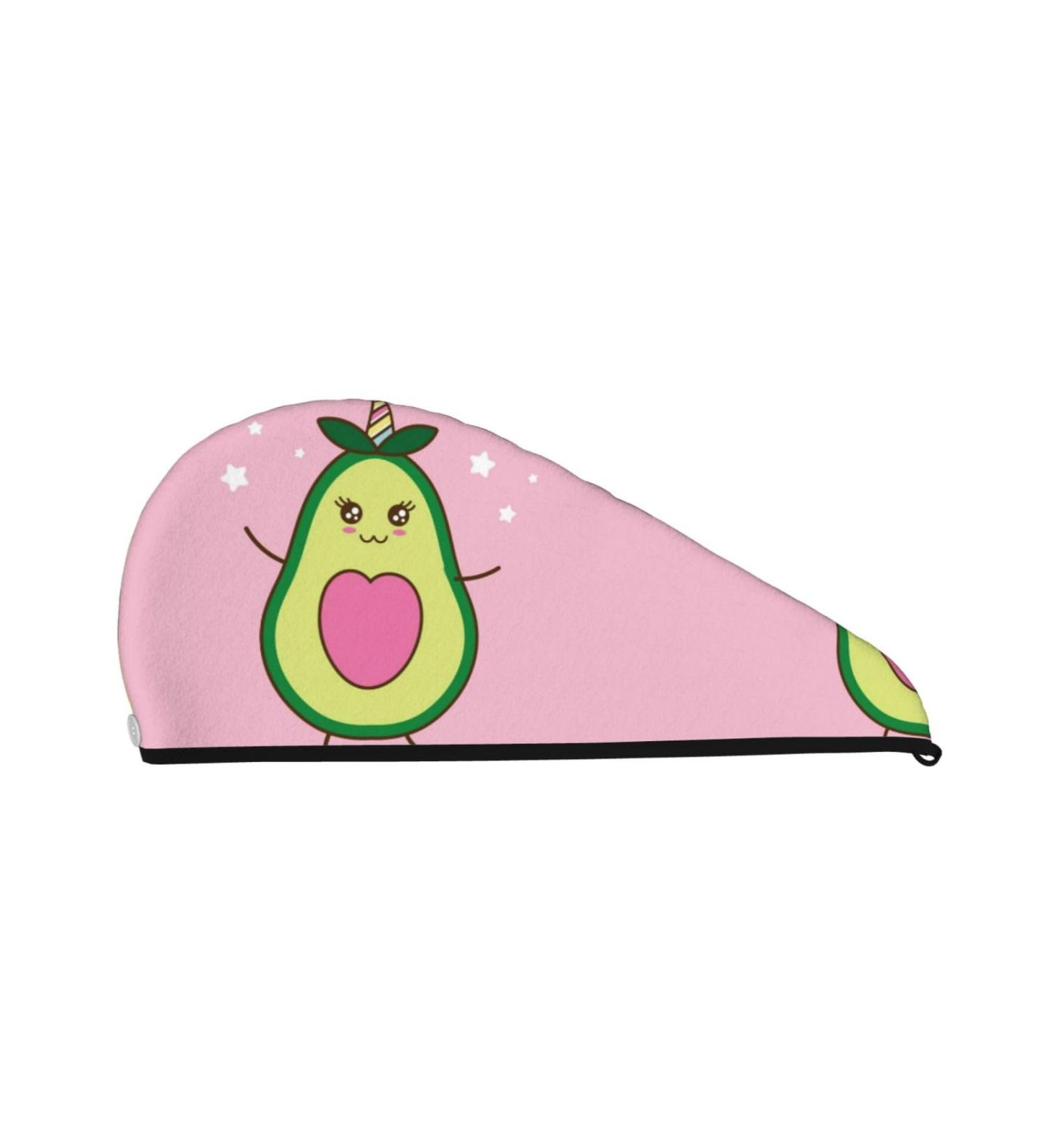 Cute Avocado Microfiber Hair Towel Wrap Super Absorbent Coral Velvet Quick Dry Cap for Long Curly & Thick Hair | International Shipping Available - Buy Online on GoSupps.com