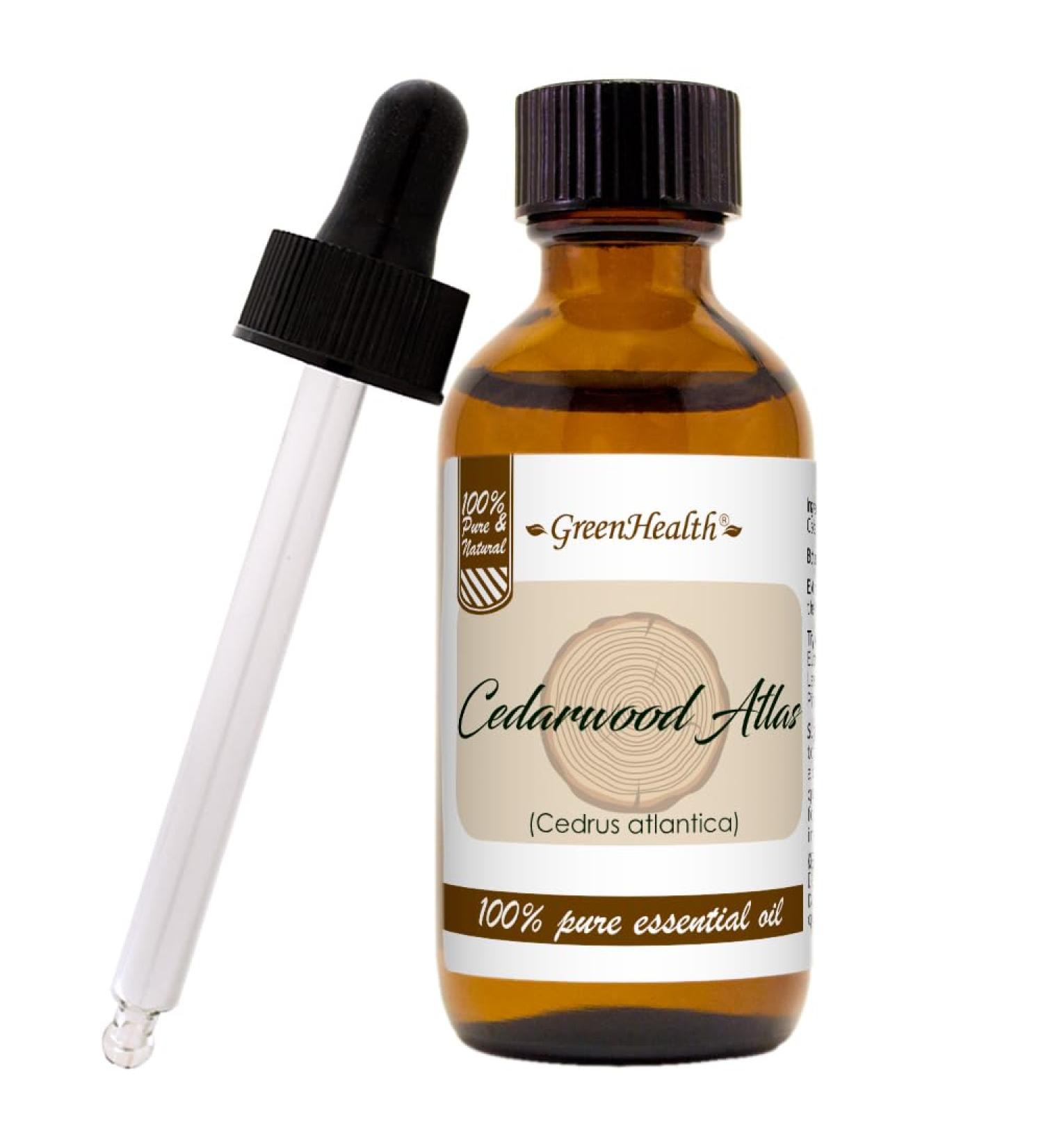 Cedarwood Atlas 2 fl oz (59 ml) Glass Bottle w/Glass Dropper 100% Pure Essential Oil GreenHealth - Buy Online on GoSupps.com