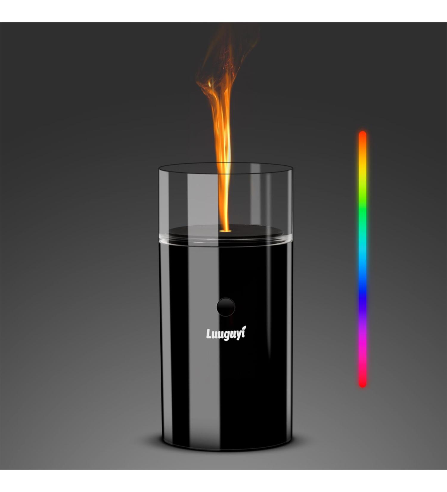 Wireless Aroma Diffuser with Flames Effect | 3D Candle Shape 7 Colors LED for Home Office & Yoga | Essential Oil Diffuser (Dark Black) - Buy Online on GoSupps.com
