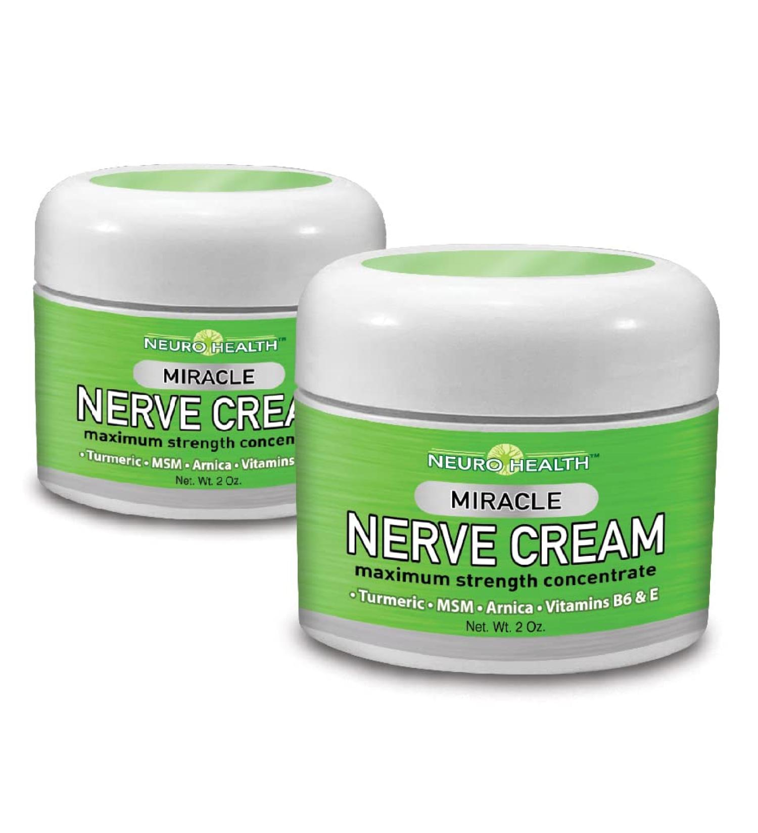 Neuro Health Miracle Nerve Cream 2oz Jar 2 Pack - Turmeric, Arnica, Vitamin B6 & E MSM Formula for Feet, Hands, Legs, Toes - Scientifically Developed for Maximum Effectiveness - Buy Online on GoSupps.com