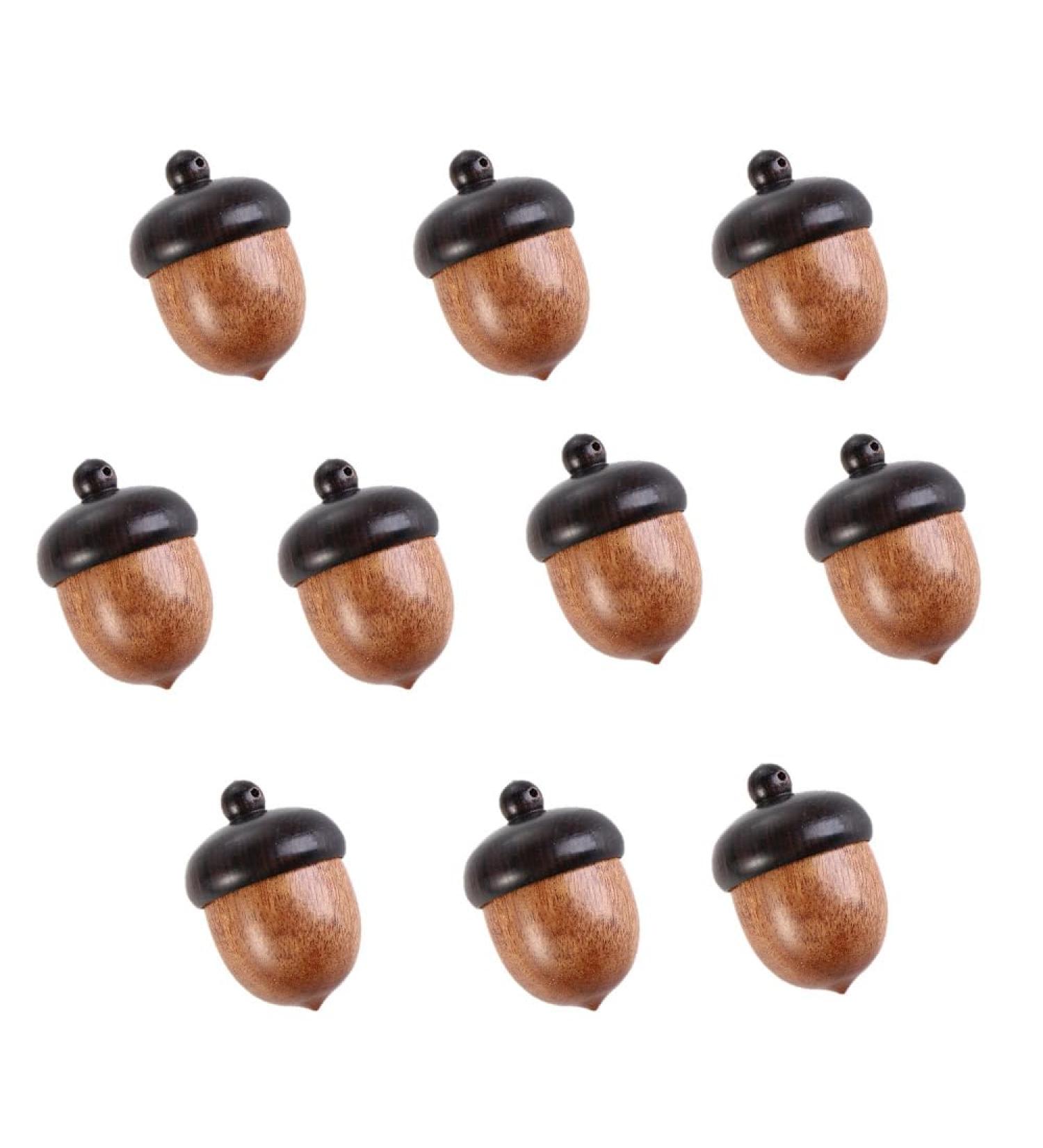 Mini Acorns Decor | 10Pcs Solid Wood Craft Pill Boxes - Portable Sandalwood Storage for Tablets & Medicines - Buy Online on GoSupps.com