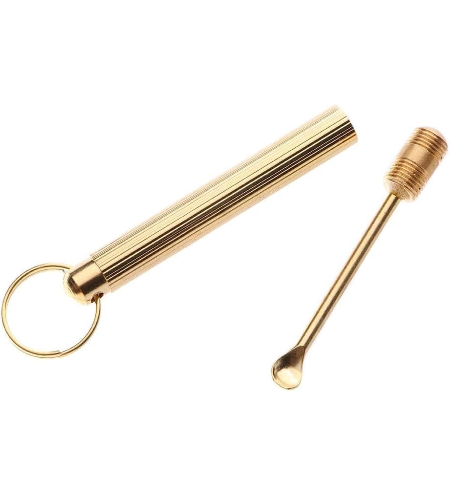 Gold Folding Copper Ear Wax Removal Tool - Portable Ear Cleaner Spoon with Key Ring | Personal Care Supplies - Buy Online on GoSupps.com