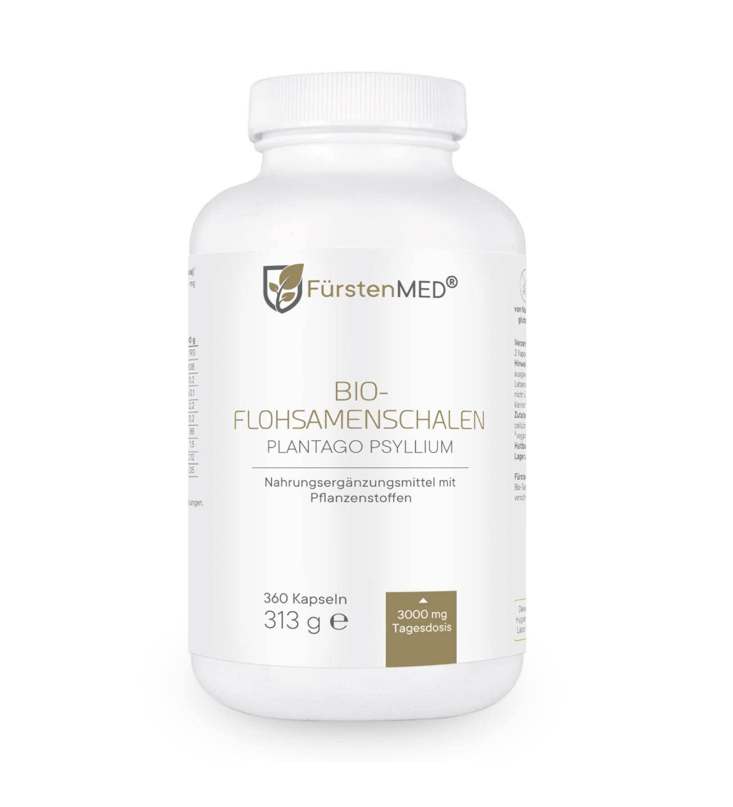 Buy F rstenmed Bio Psyllium Capsules - 360 Organic High-Dose 3000mg - Vegan Additive-Free Lab-Tested - Worldwide Shipping - Buy Online on GoSupps.com