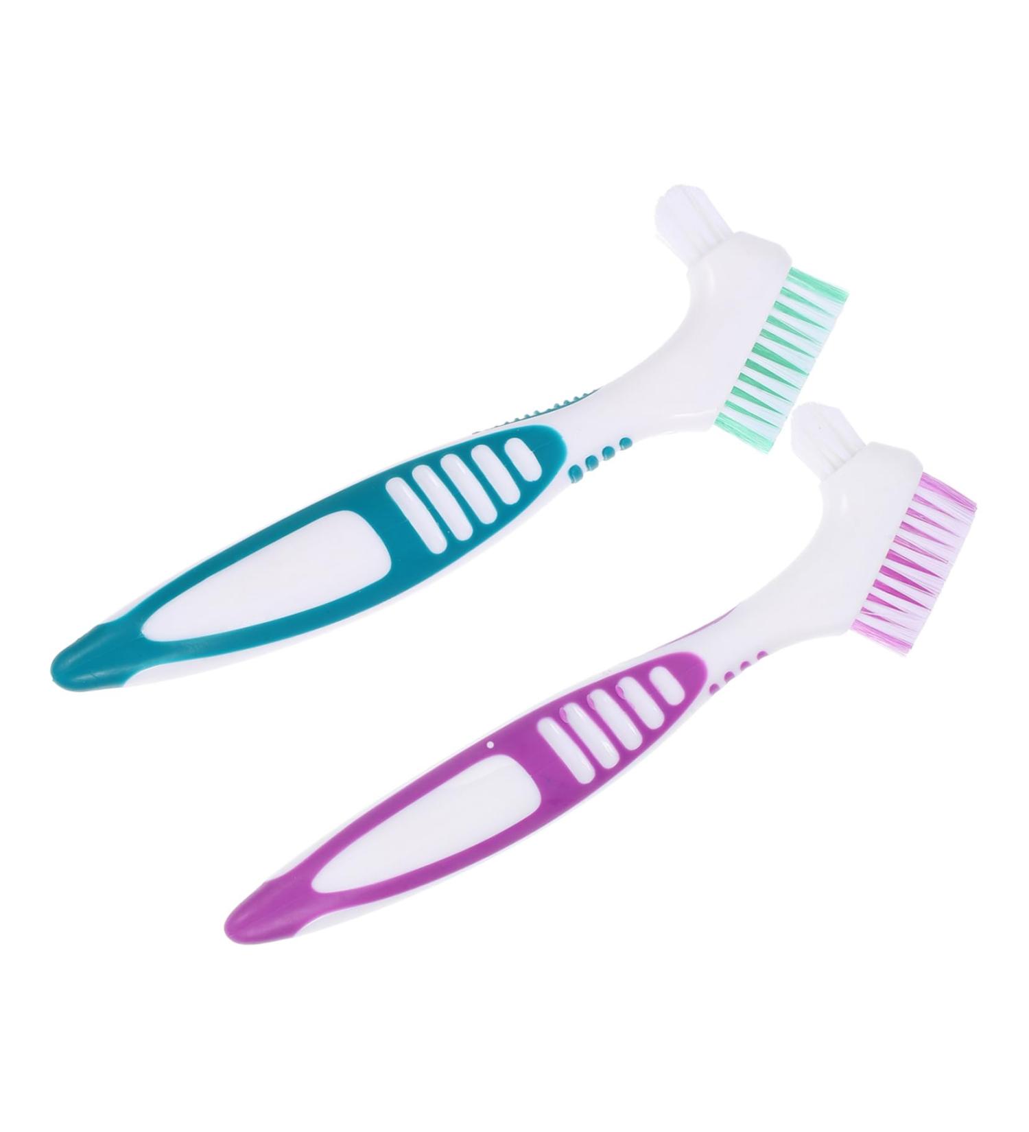 Frcolor 2-Piece Prostheses Cleaning Brush Set | Double-Sided Toothbrush for Cleaning Artificial Dentures | International Shipping Available - Buy Online on GoSupps.com