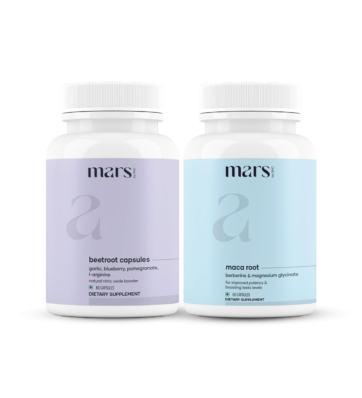 mars by GHC BeetMax Combo | Beetroot Nitric Oxide & Maca Root 120 Capsules | Circulation & Vitality with Beetroot Extract | Pack of 1 - Buy Online on GoSupps.com