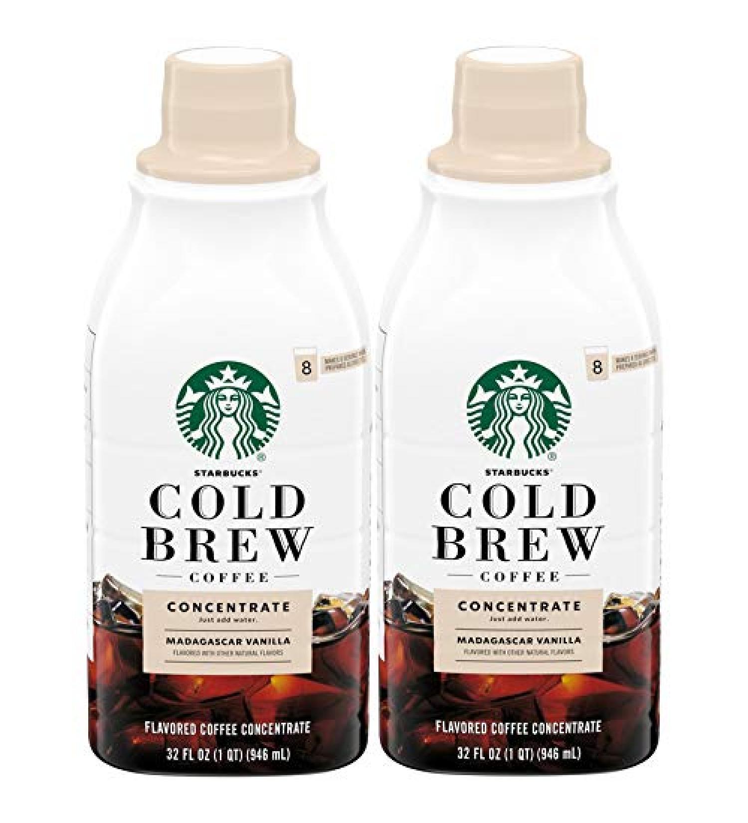 Starbucks Madagascar Vanilla Cold Brew Concentrate 32 FL OZ - Pack of 2 | Just Add Water, Makes 8 Servings - Buy Online on GoSupps.com