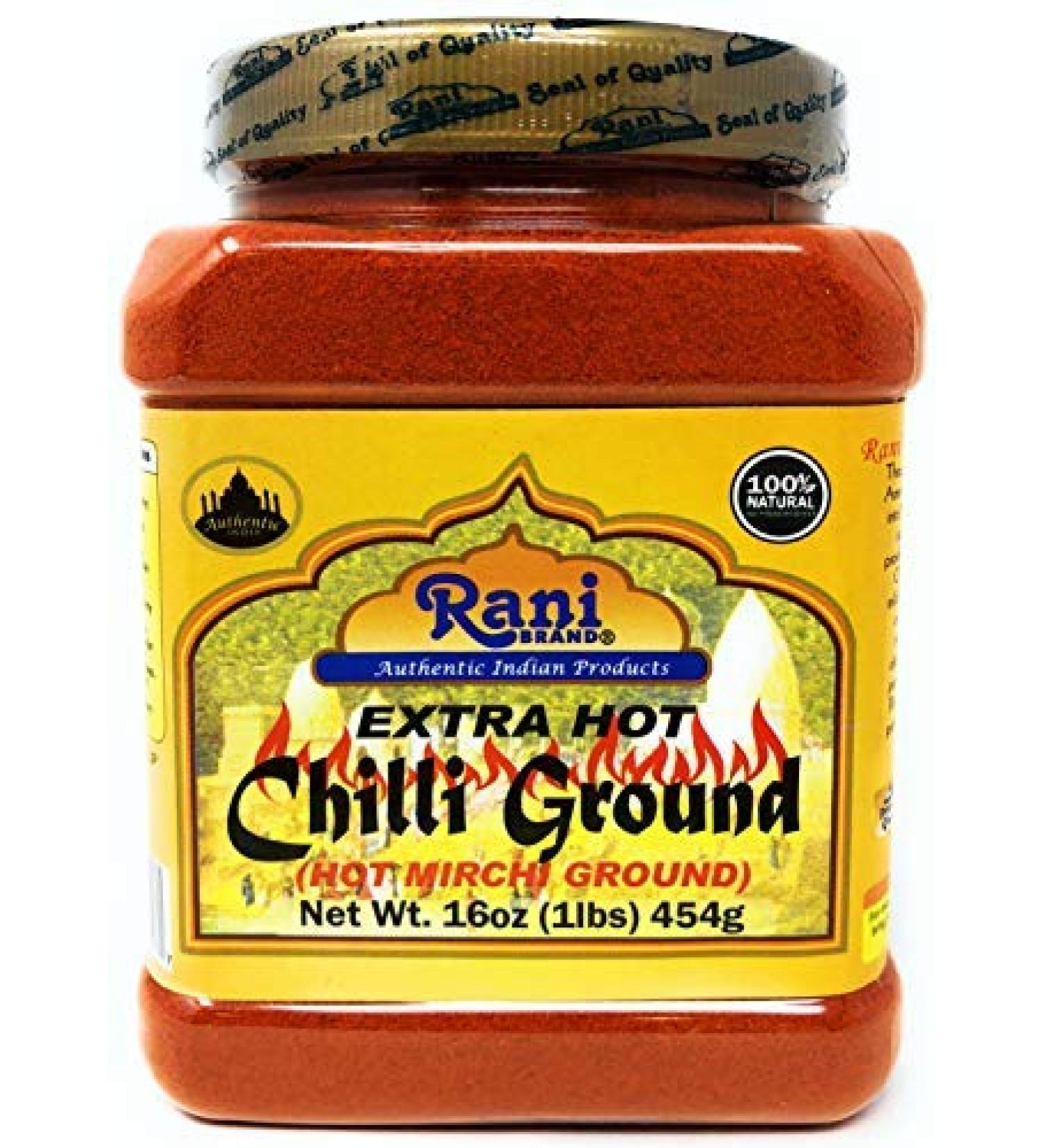 Rani Extra Hot Chilli Powder 16oz - All Natural, Vegan, Gluten-Friendly | Indian Spice in 454g PET Jar - Buy Online on GoSupps.com