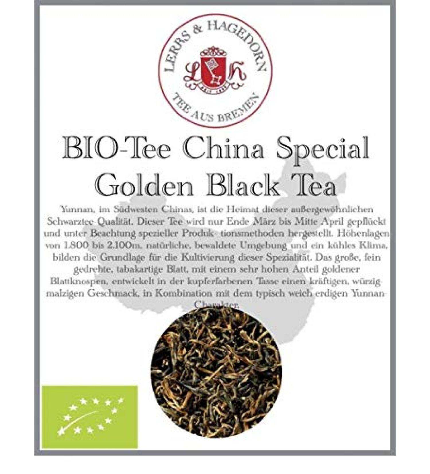  Lerbs & Hagedorn Lerbs & Hagedorn Organic Black Tea China Special Golden Black Tea | Typical Yunnan Earthy Spicy Malty 1 kg (approx. 81 liters) Copper-colored cup - Buy Online on GoSupps.com