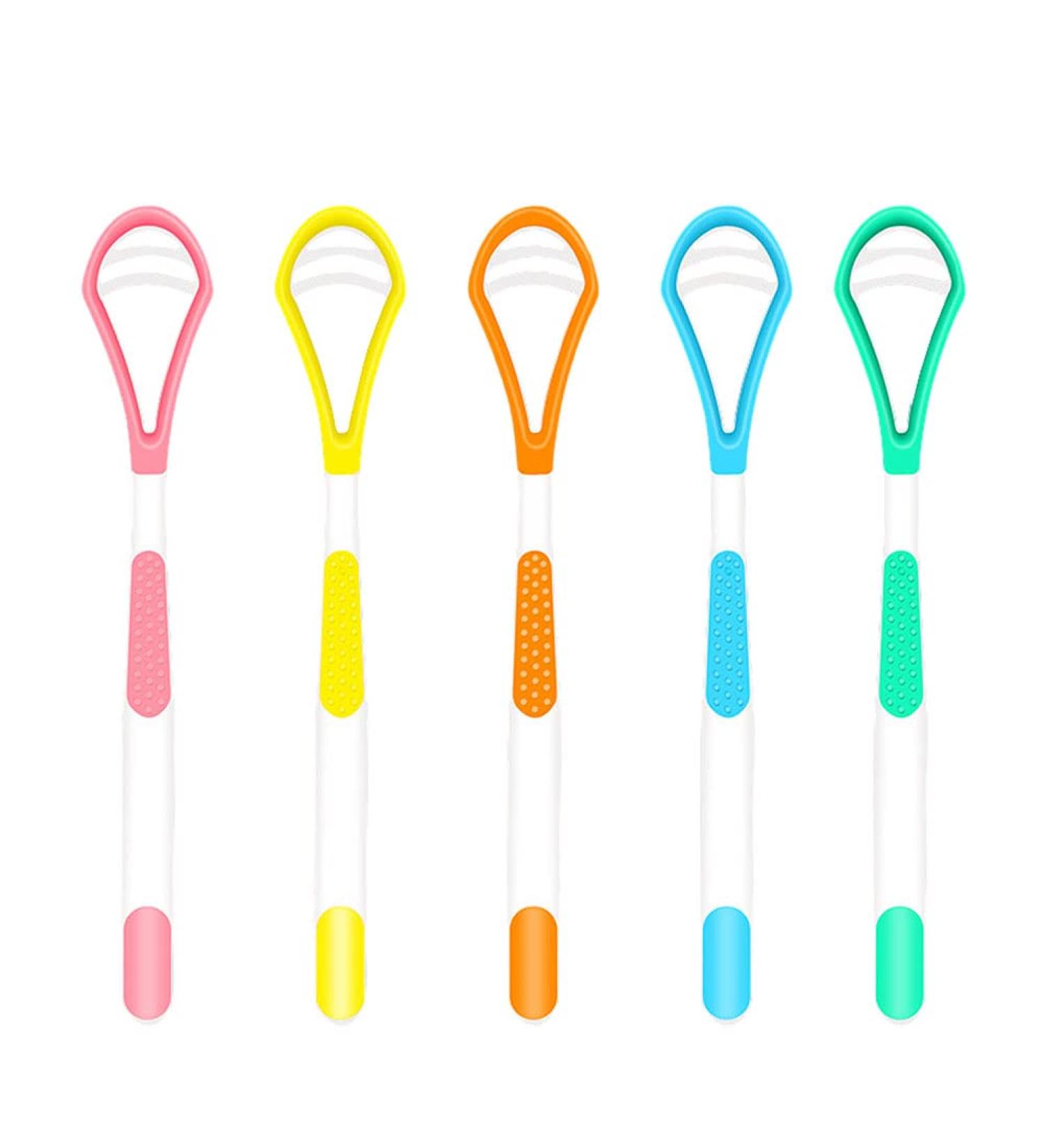 5-Pack BPA-Free Tongue Scrapers | Double-Sided Cleaners for Adults & Kids | Healthy Oral Care & Fresh Breath on the Go - Buy Online on GoSupps.com