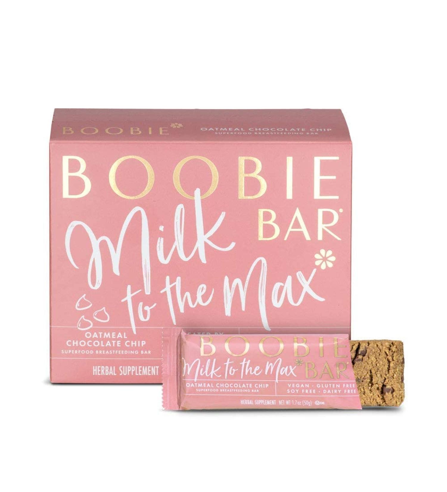 Boobie Bar Superfood Lactation Bars - Fenugreek-Free, Gluten-Free, Dairy-Free, Vegan Snacks for Increased Milk Supply - Oatmeal Chocolate Chip (1.7oz, 6 Count) - Buy Online on GoSupps.com
