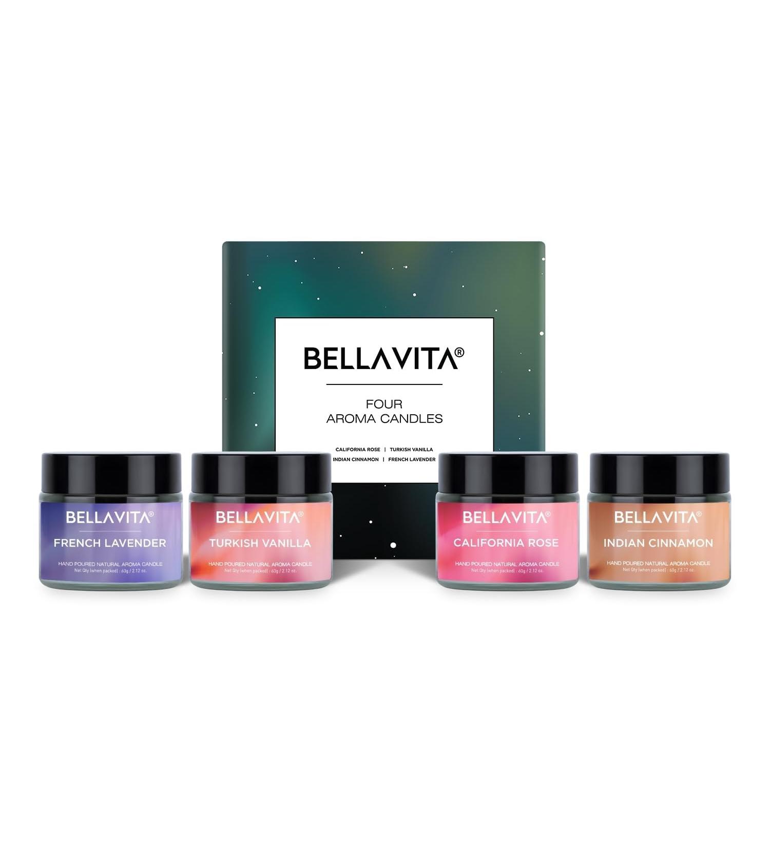 Buy Bella Vita Organic Aroma Wax Candles Set of 4 | Vanilla Cinnamon Lavender Scents - International Shipping Available - Buy Online on GoSupps.com