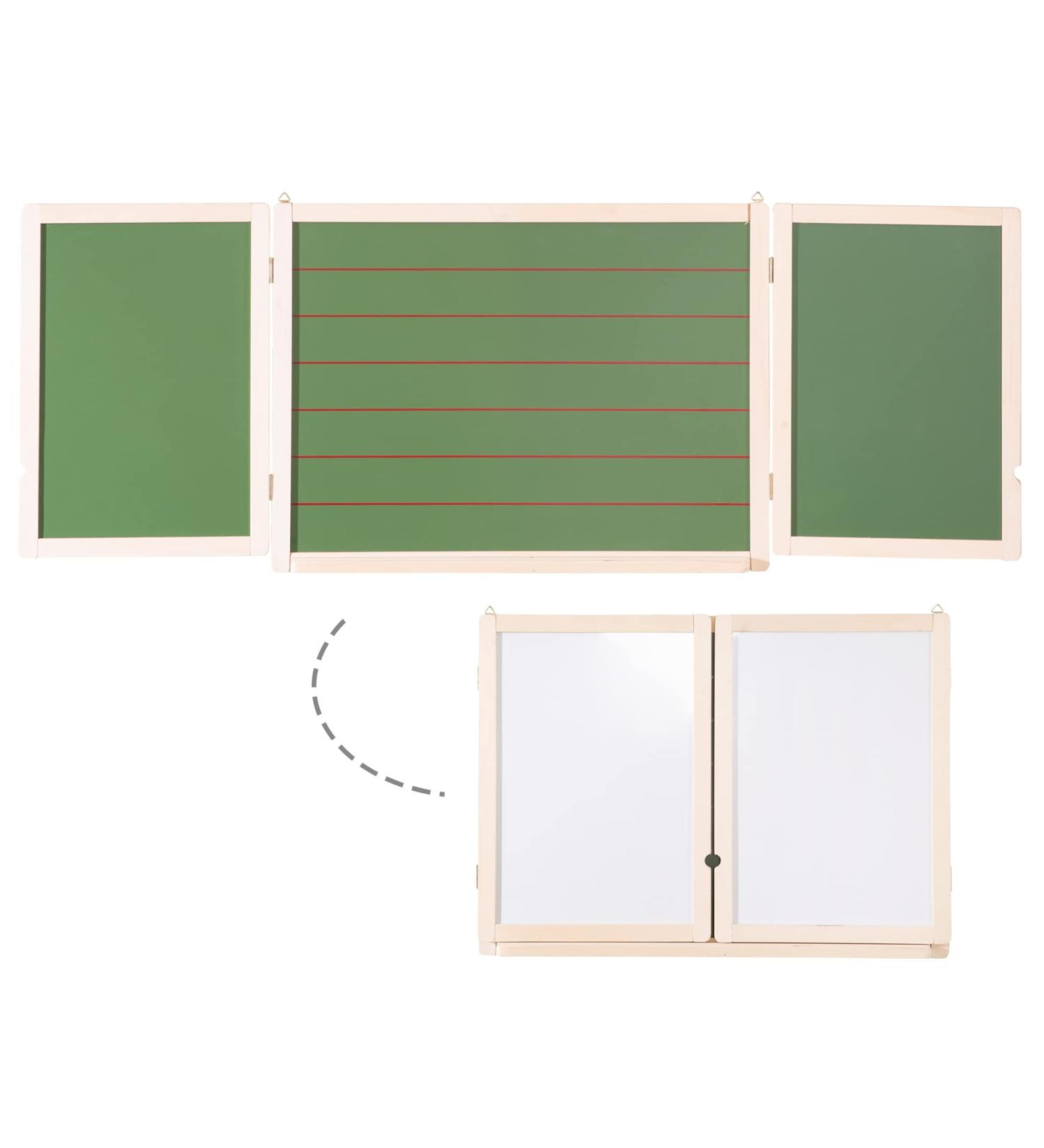 Premium Foldable Hanging Board - Magnetic Whiteboard & Lined Chalkboard in Natural Wood - Ideal for Home & Office - Buy Online on GoSupps.com