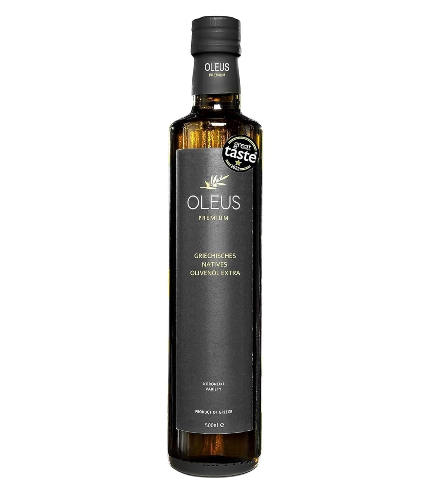  OLEUS PREMIUM Premium quality olive oil - Cold pressed - Greece - For cooking/roasting - Extra Virgin - Mild fruity - 100% Koroneiki - Olives | Messinia | Gift | 500ml glass bottle - Buy Online on GoSupps.com