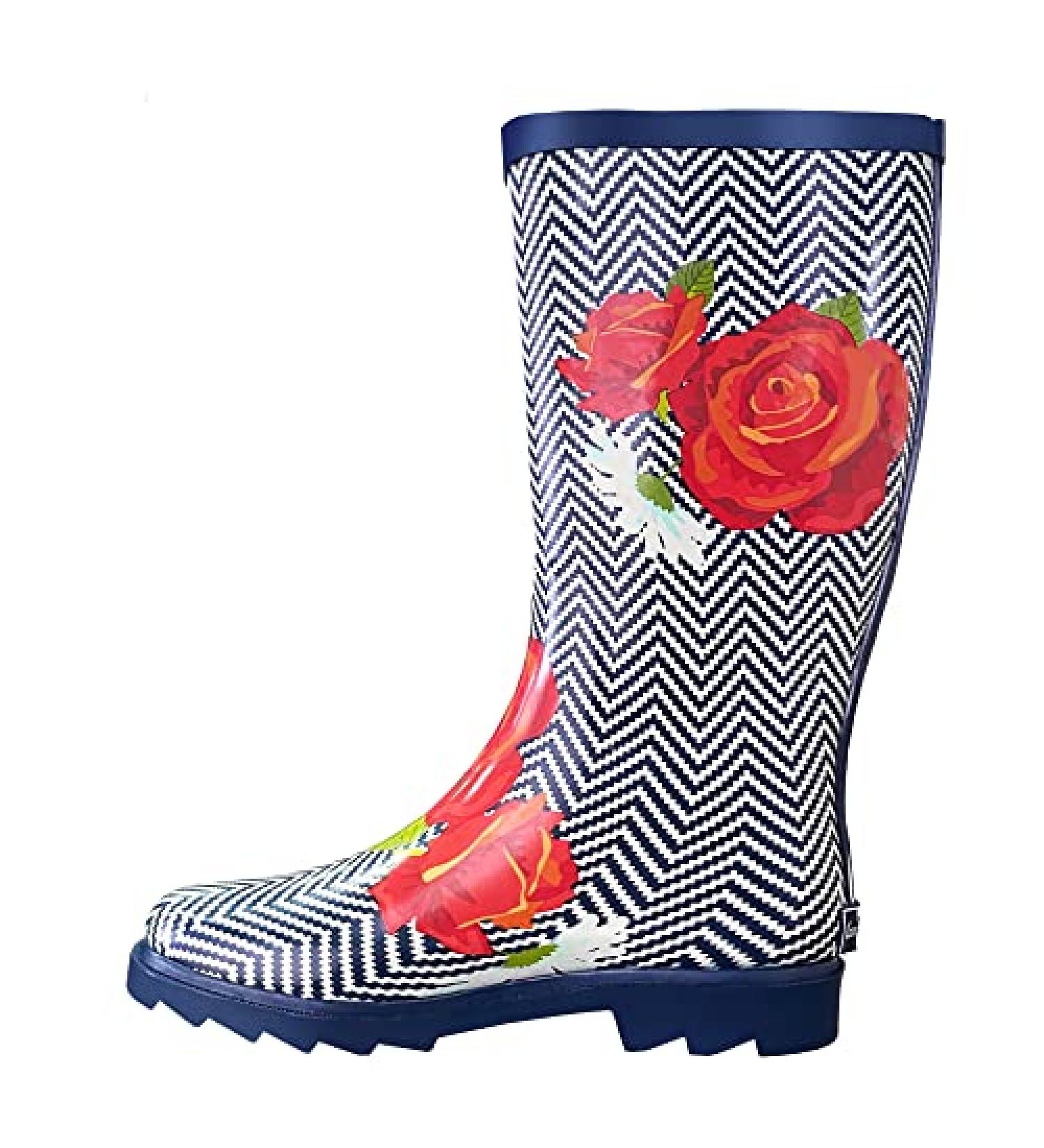 Landchief Women's Waterproof Garden Rain Boots - Tall & Mid Calf, Blue Wave - Size 9 - Buy Online on GoSupps.com