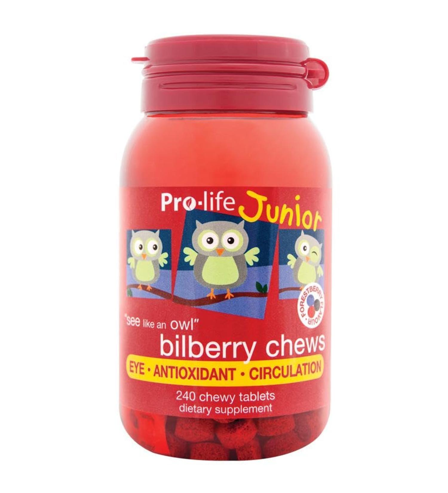 UMOAROHA Pro-Life Junior Bilberry Chews 240 Chewy Tablets Eye Antioxidant and Circulation Support