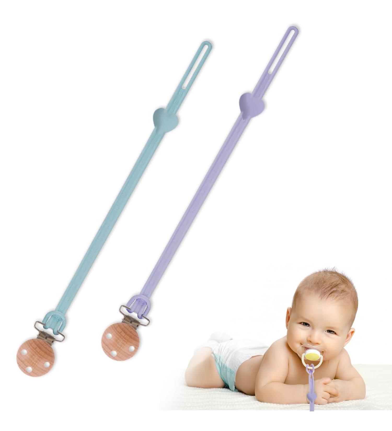 VBKITW Silicone Pacifier Chain | 2-Piece Set for Boys & Girls | High-Quality Pacifier Clip & Chain | Keeps Pacifiers Clean | Durable Stainless Steel Clip - Buy Online on GoSupps.com