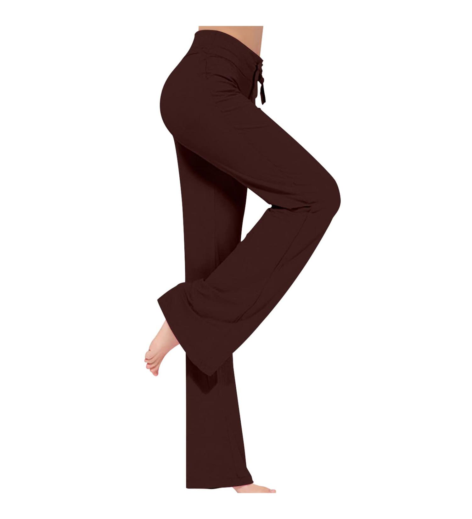 Attine Women's High Waist Wide Leg Yoga Pants Bootcut Sweatpants with Pockets - A03-brown 3X-Large - Buy Online on GoSupps.com
