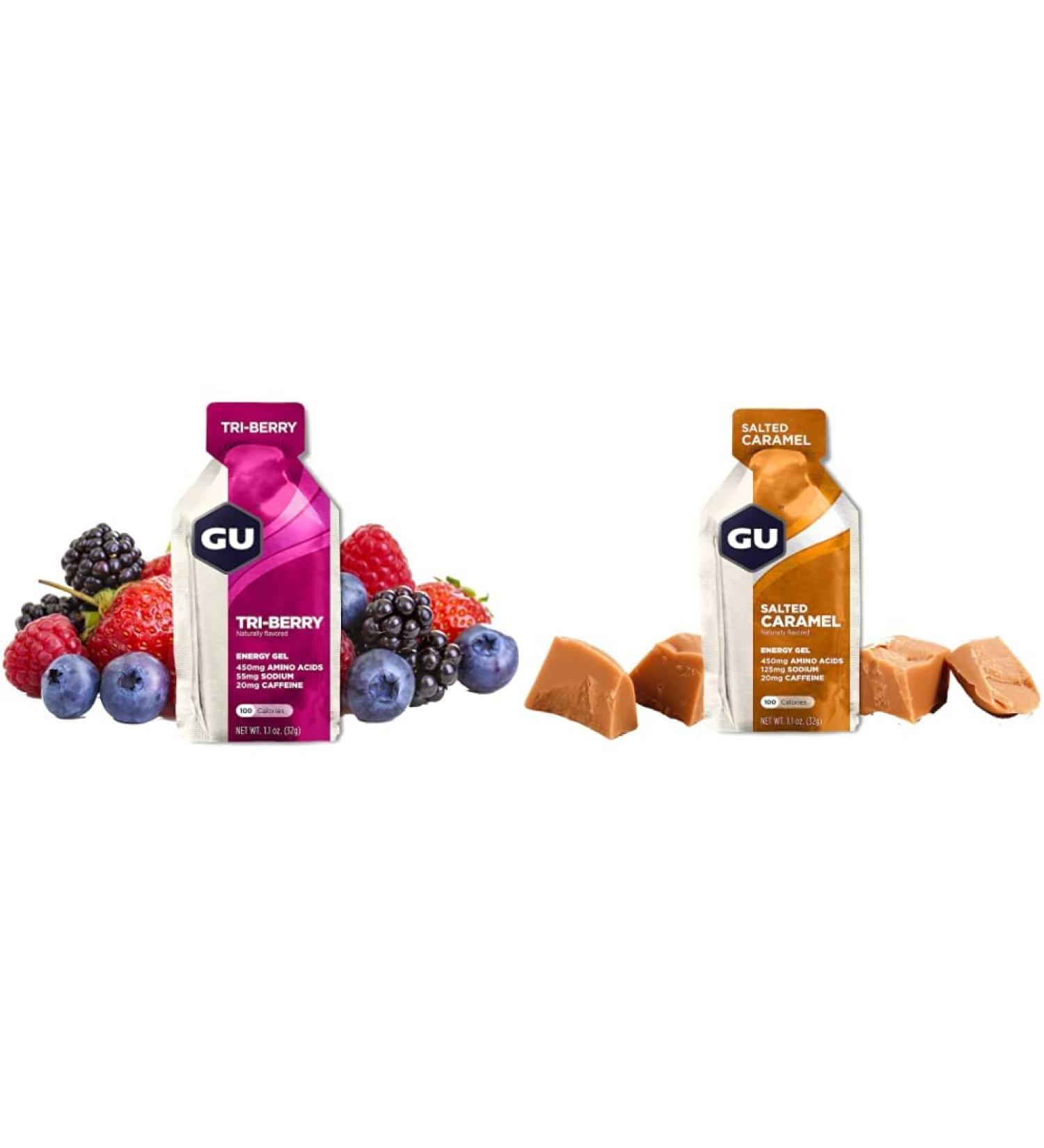 GU ENERGY Original Sports Nutrition Energy Gel Tri Berry (24-Count) + Salted Caramel (24-Count) - Buy Online on GoSupps.com